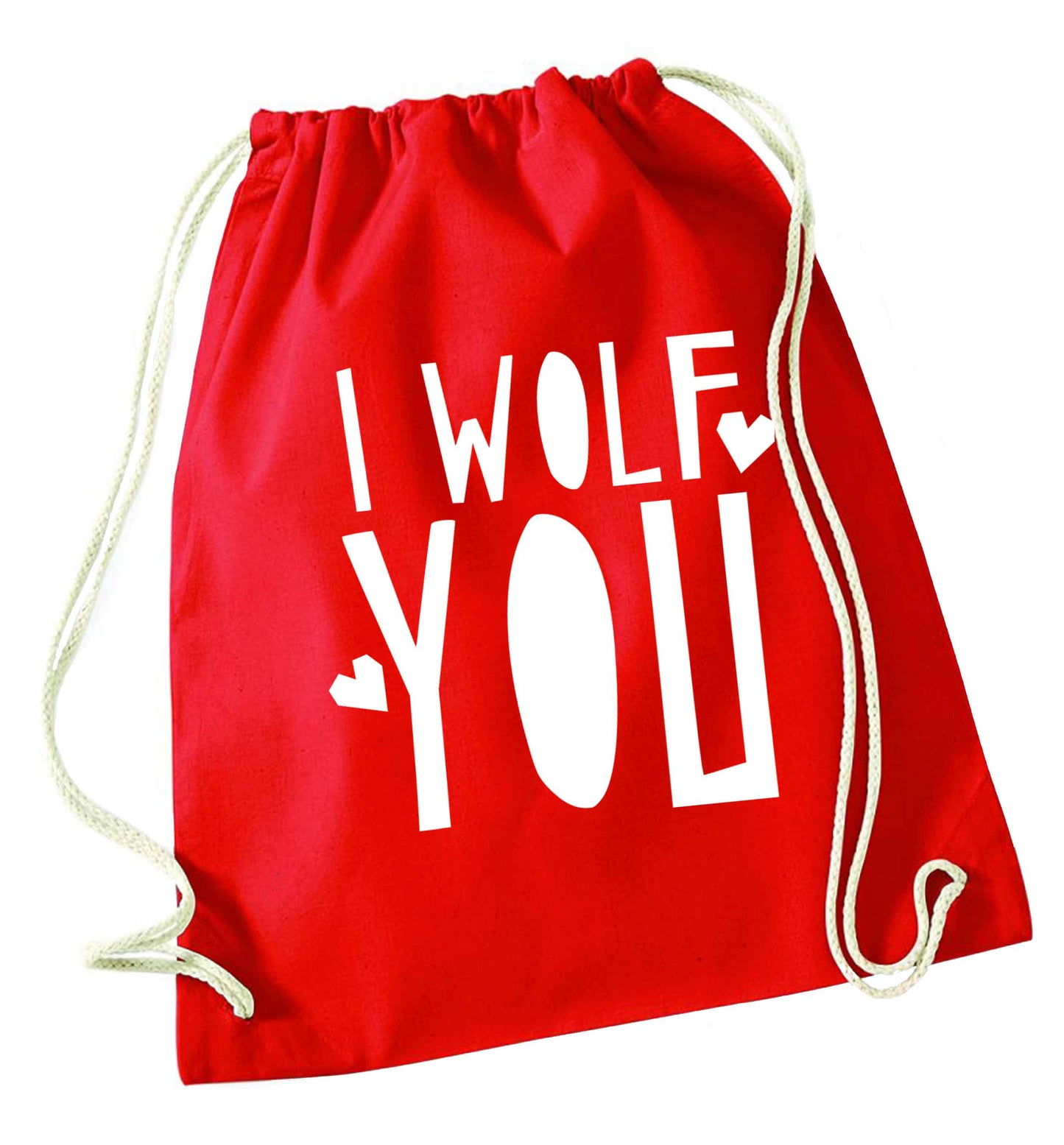 I wolf you red drawstring bag 