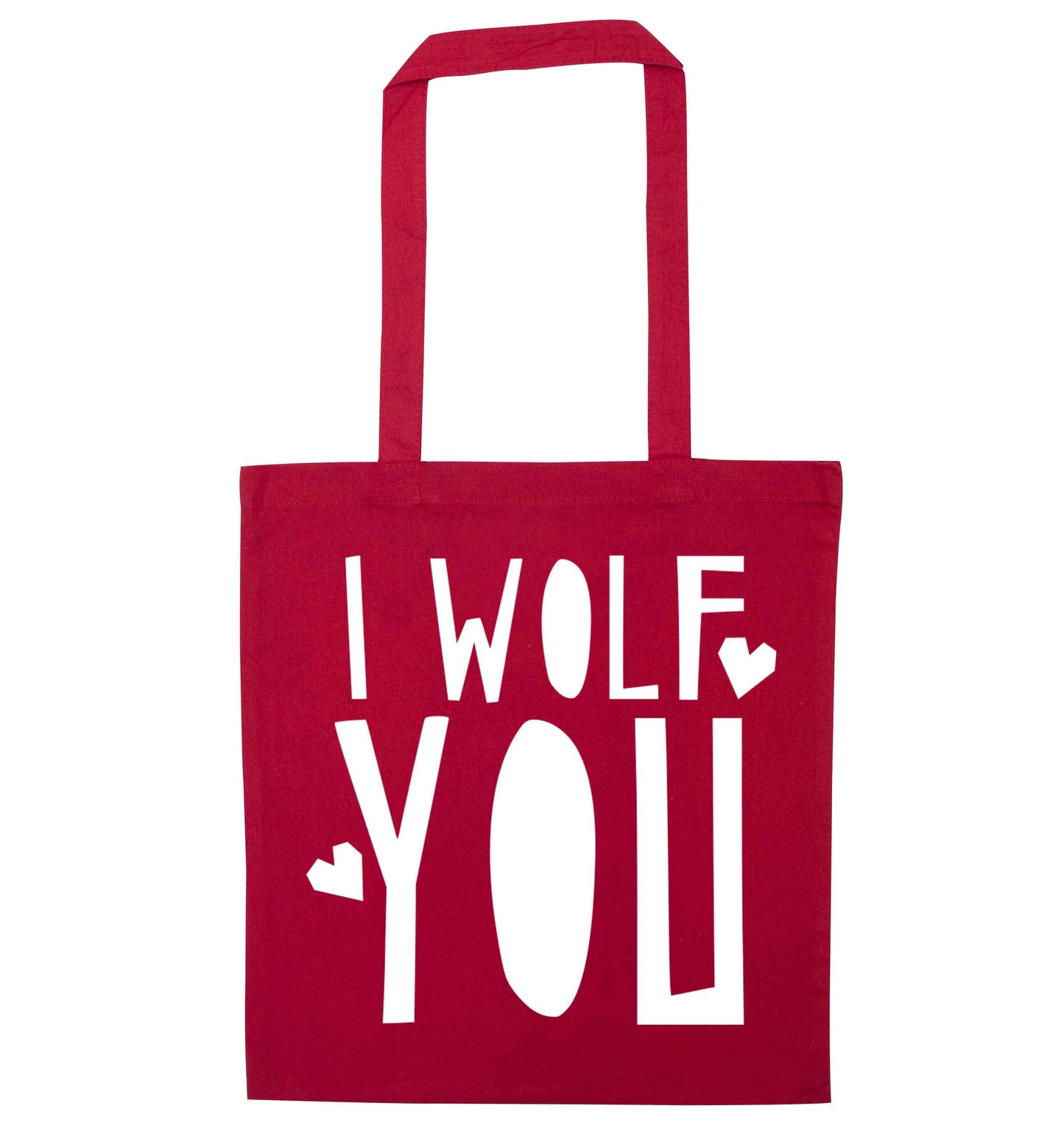 I wolf you red tote bag