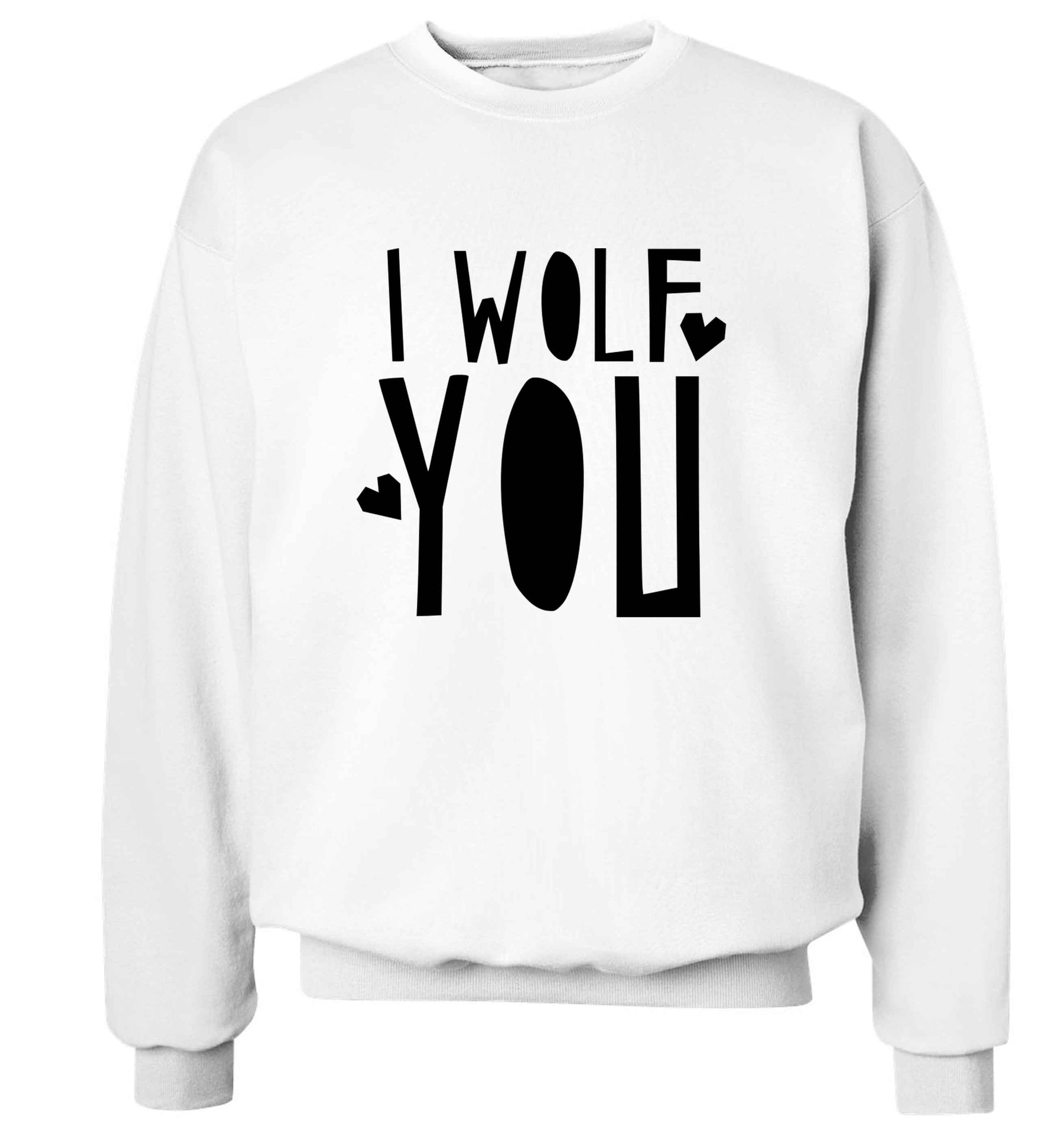 I wolf you adult's unisex white sweater 2XL