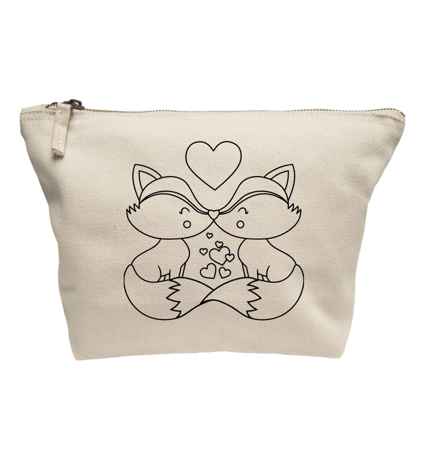 Valentines fox illustration | Makeup / wash bag