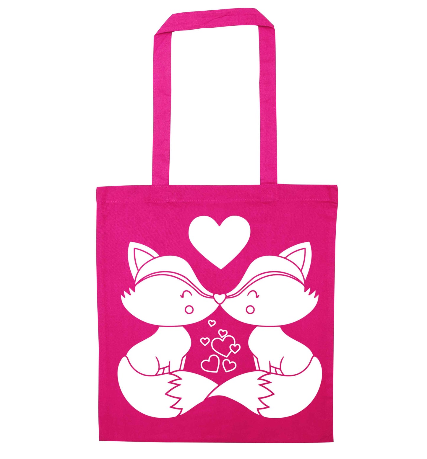Valentines fox illustration pink tote bag