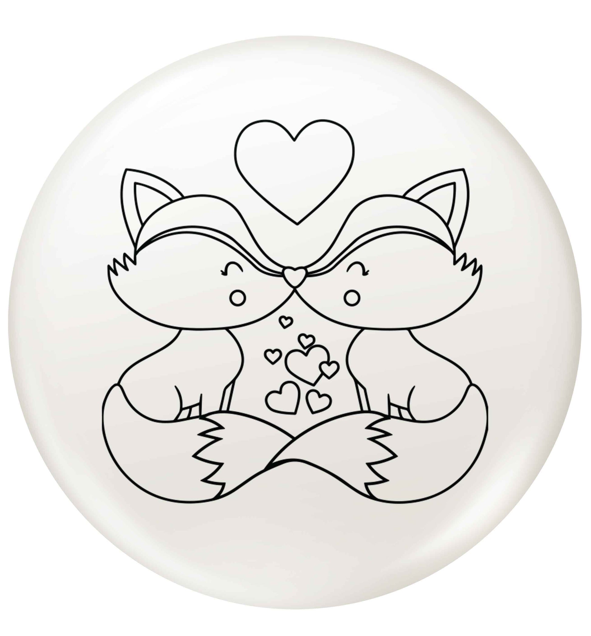 Valentines fox illustration small 25mm Pin badge