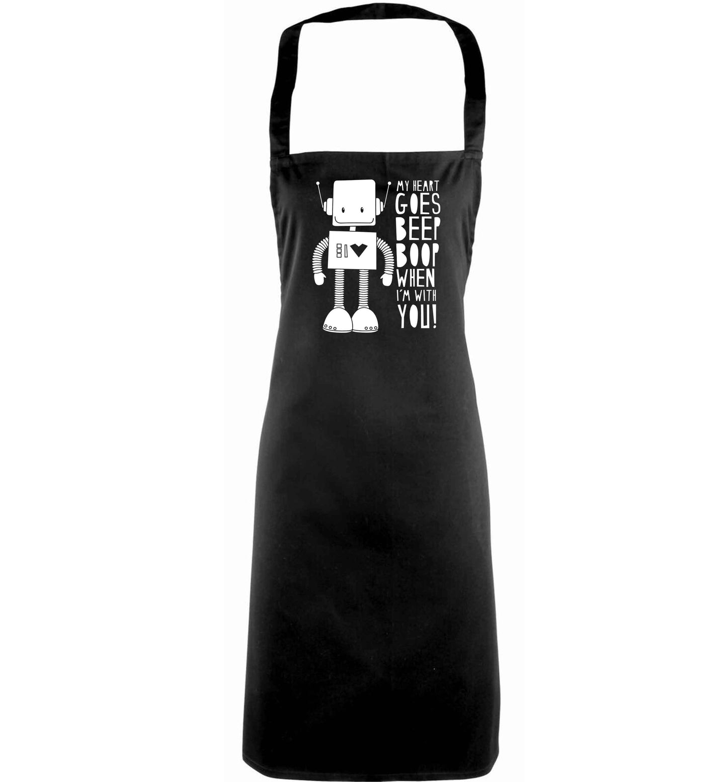 My heart goes beep boop when I'm with you adults black apron