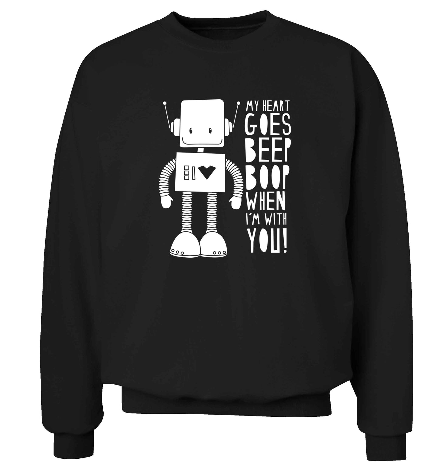 My heart goes beep boop when I'm with you adult's unisex black sweater 2XL
