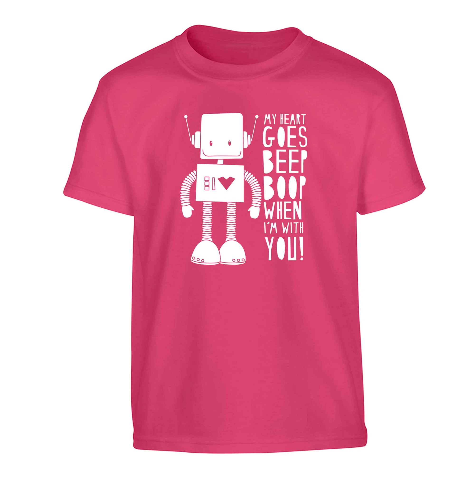 My heart goes beep boop when I'm with you Children's pink Tshirt 12-13 Years