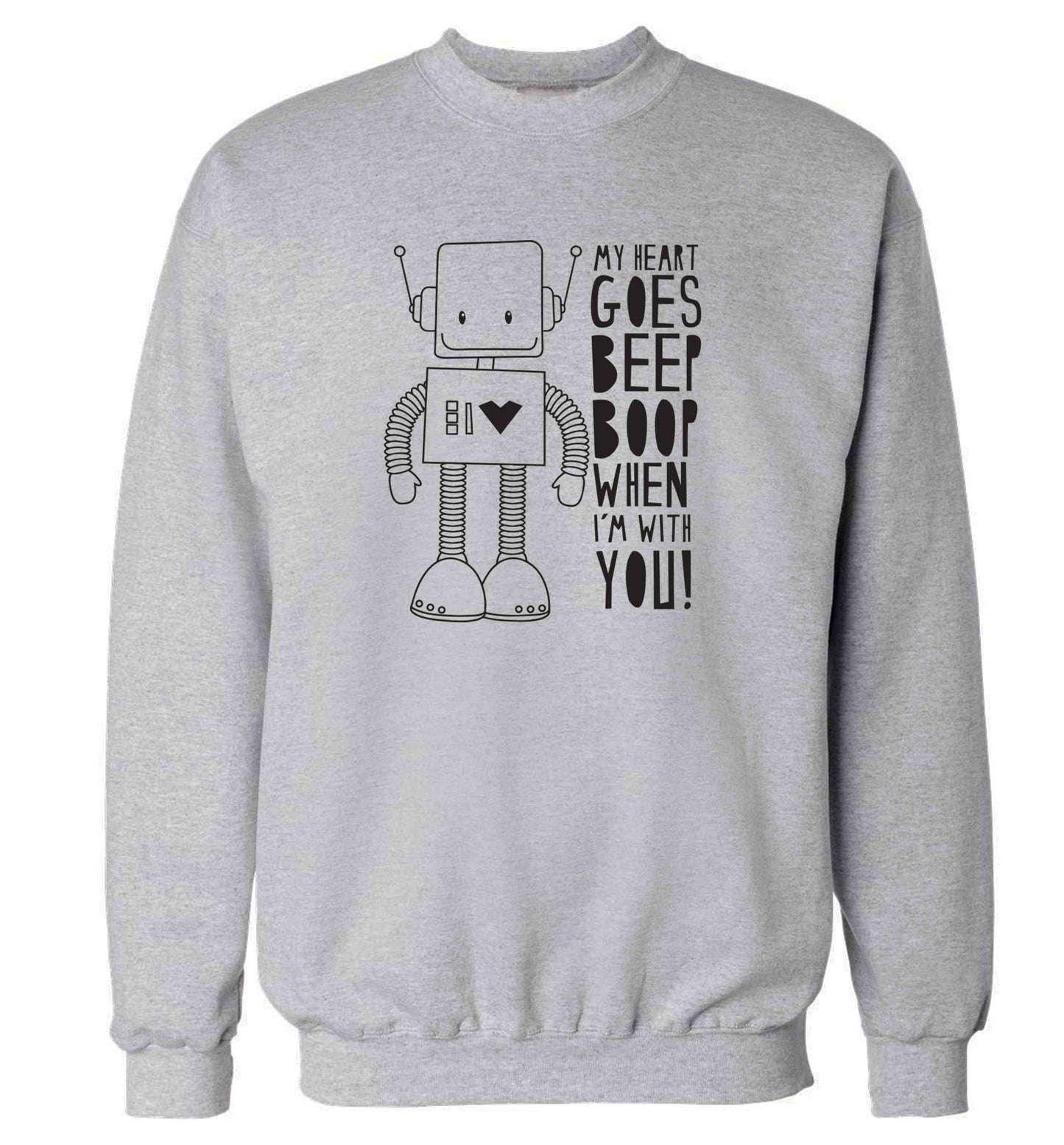 My heart goes beep boop when I'm with you adult's unisex grey sweater 2XL