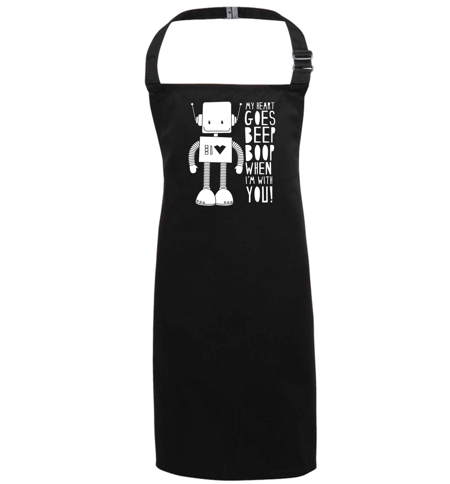 My heart goes beep boop when I'm with you black apron 7-10 years