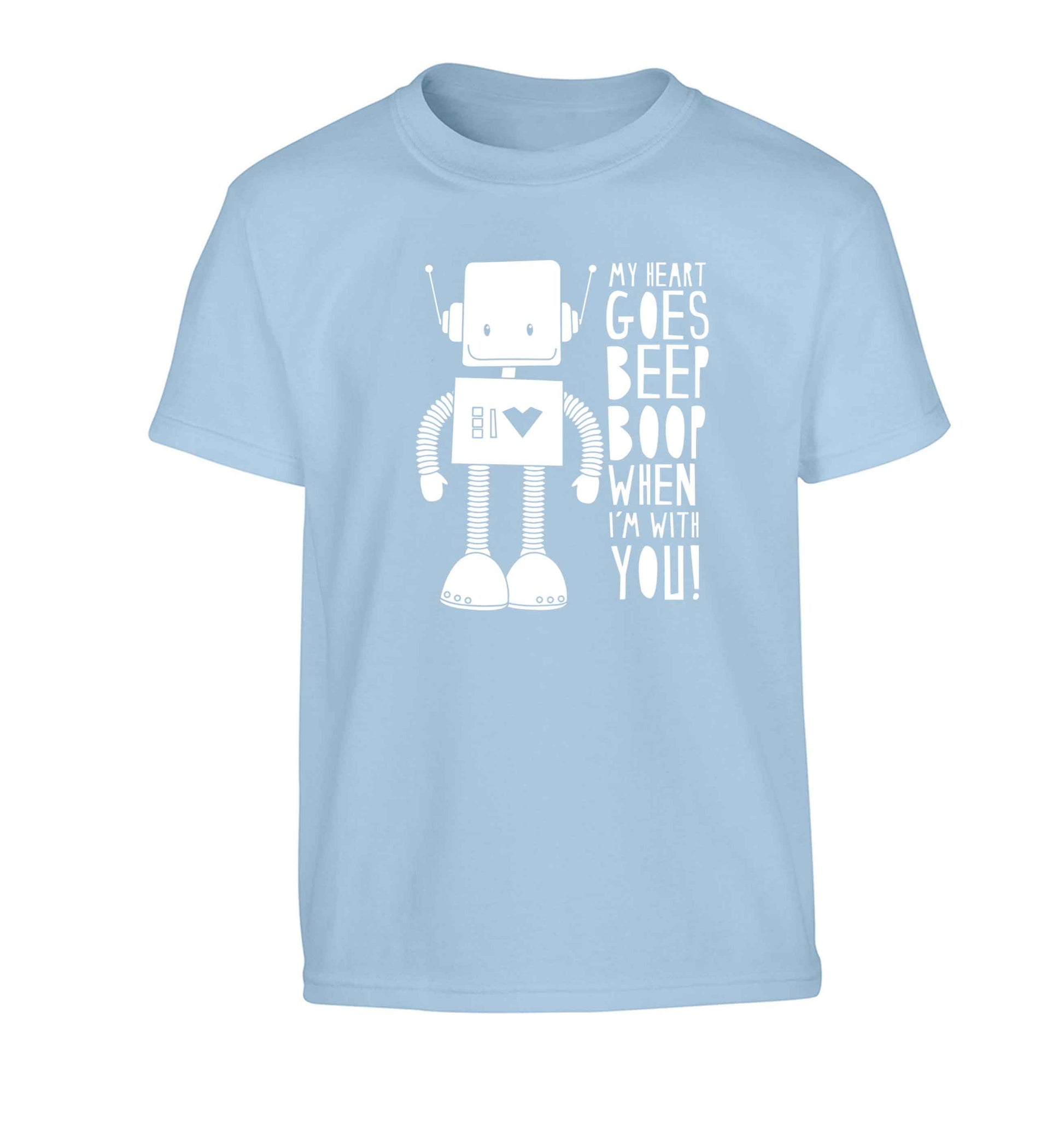 My heart goes beep boop when I'm with you Children's light blue Tshirt 12-13 Years