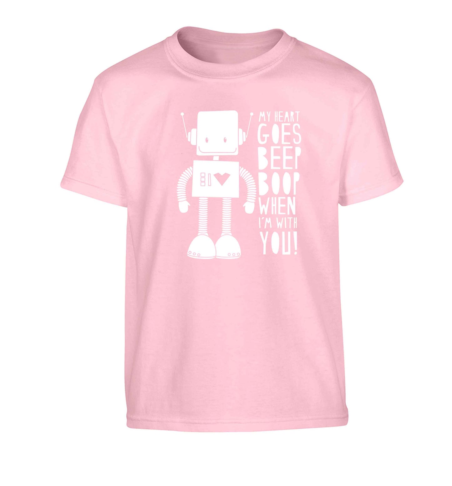My heart goes beep boop when I'm with you Children's light pink Tshirt 12-13 Years
