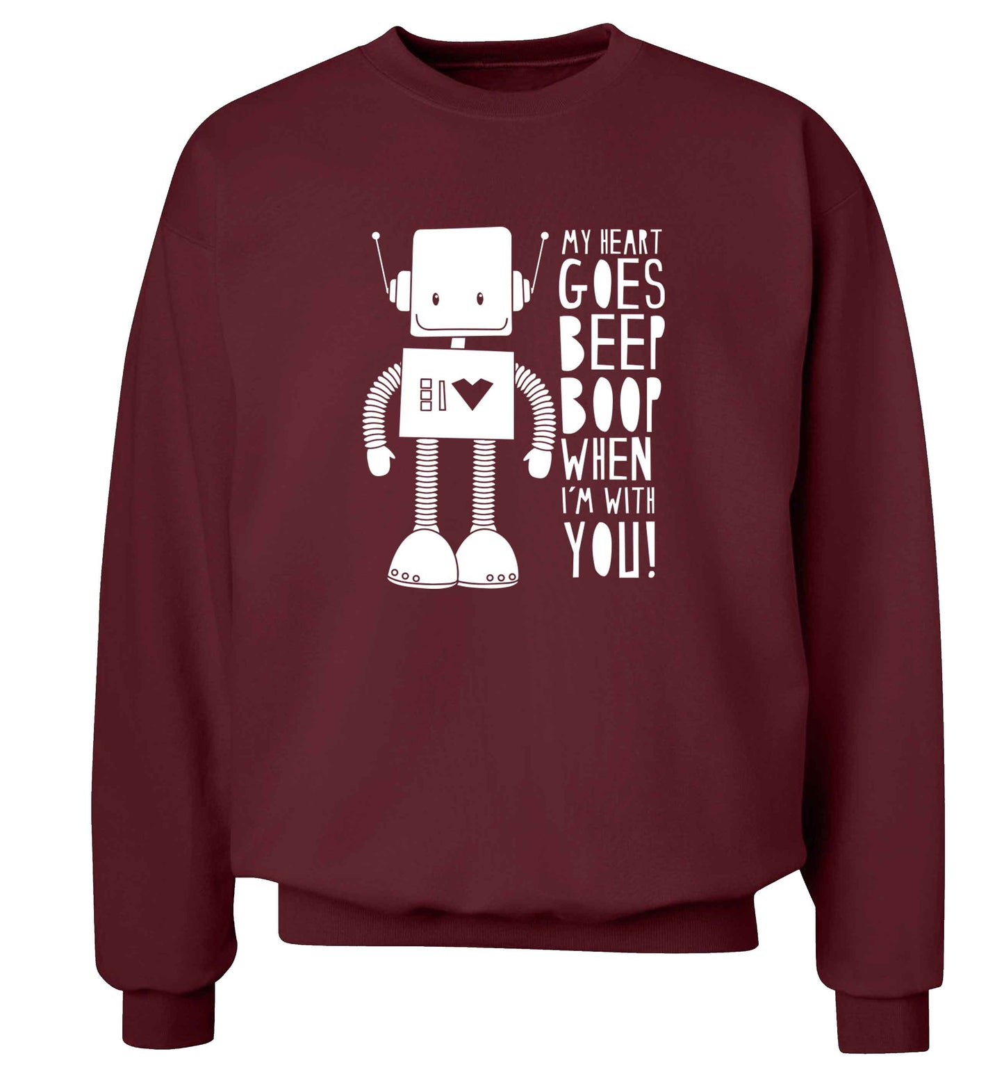 My heart goes beep boop when I'm with you adult's unisex maroon sweater 2XL