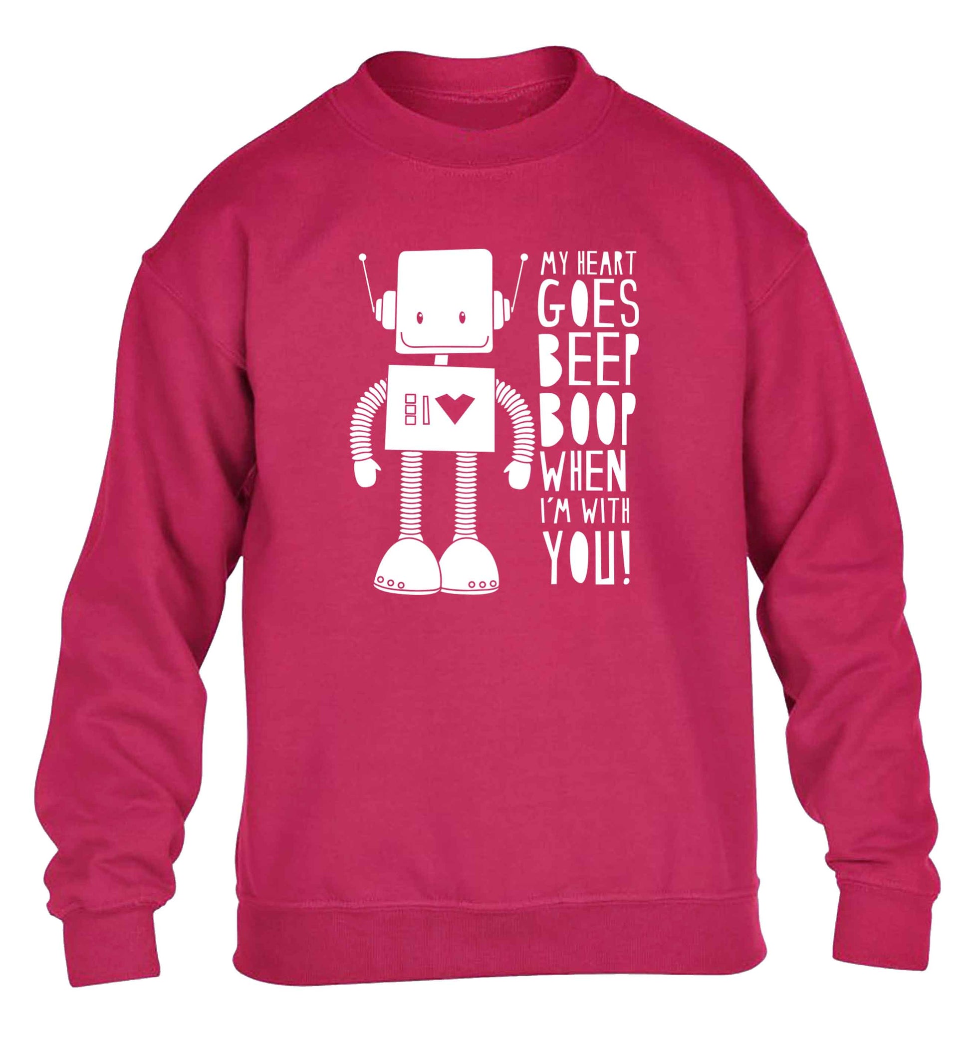 My heart goes beep boop when I'm with you children's pink sweater 12-13 Years