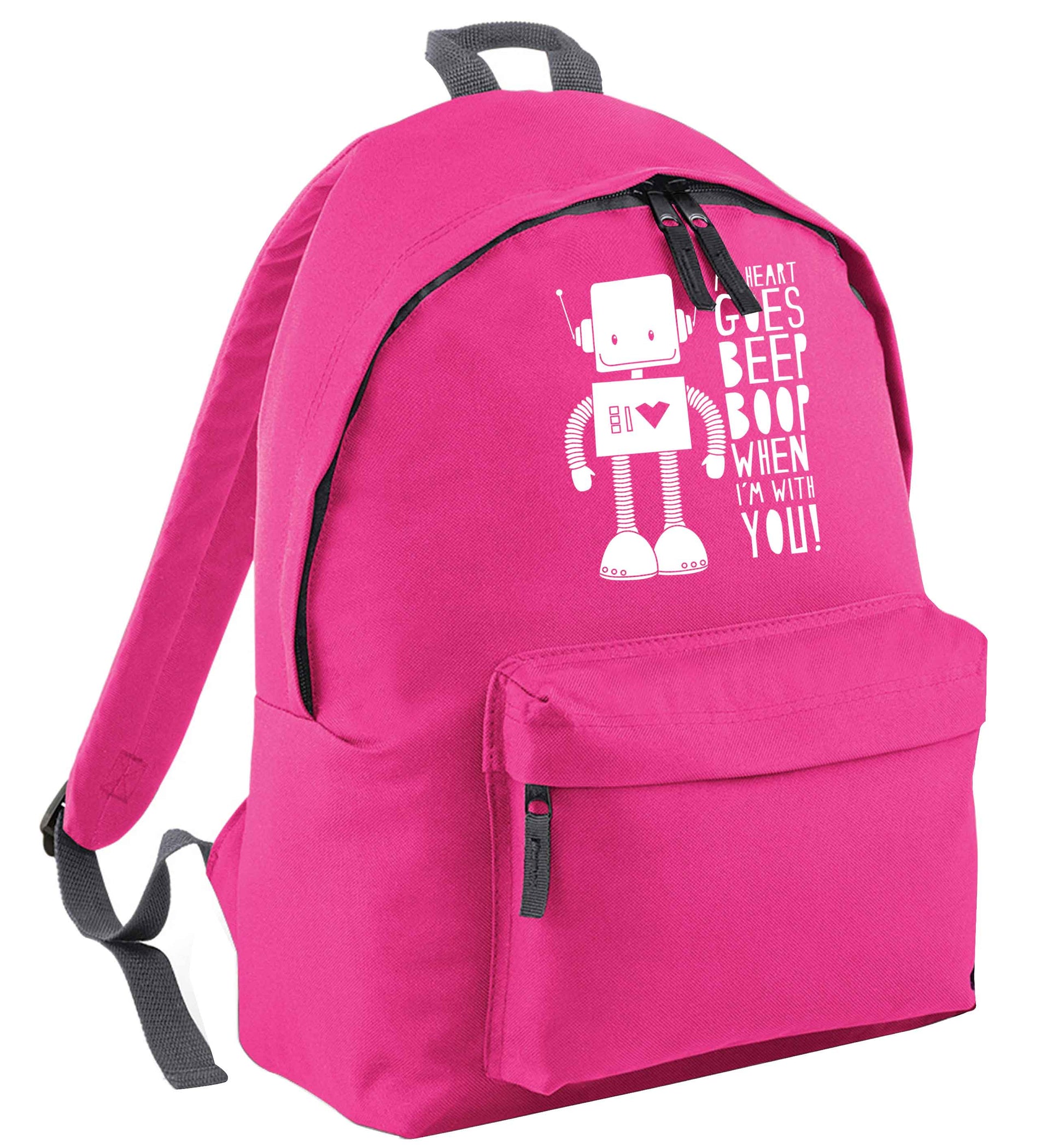 My heart goes beep boop when I'm with you pink adults backpack