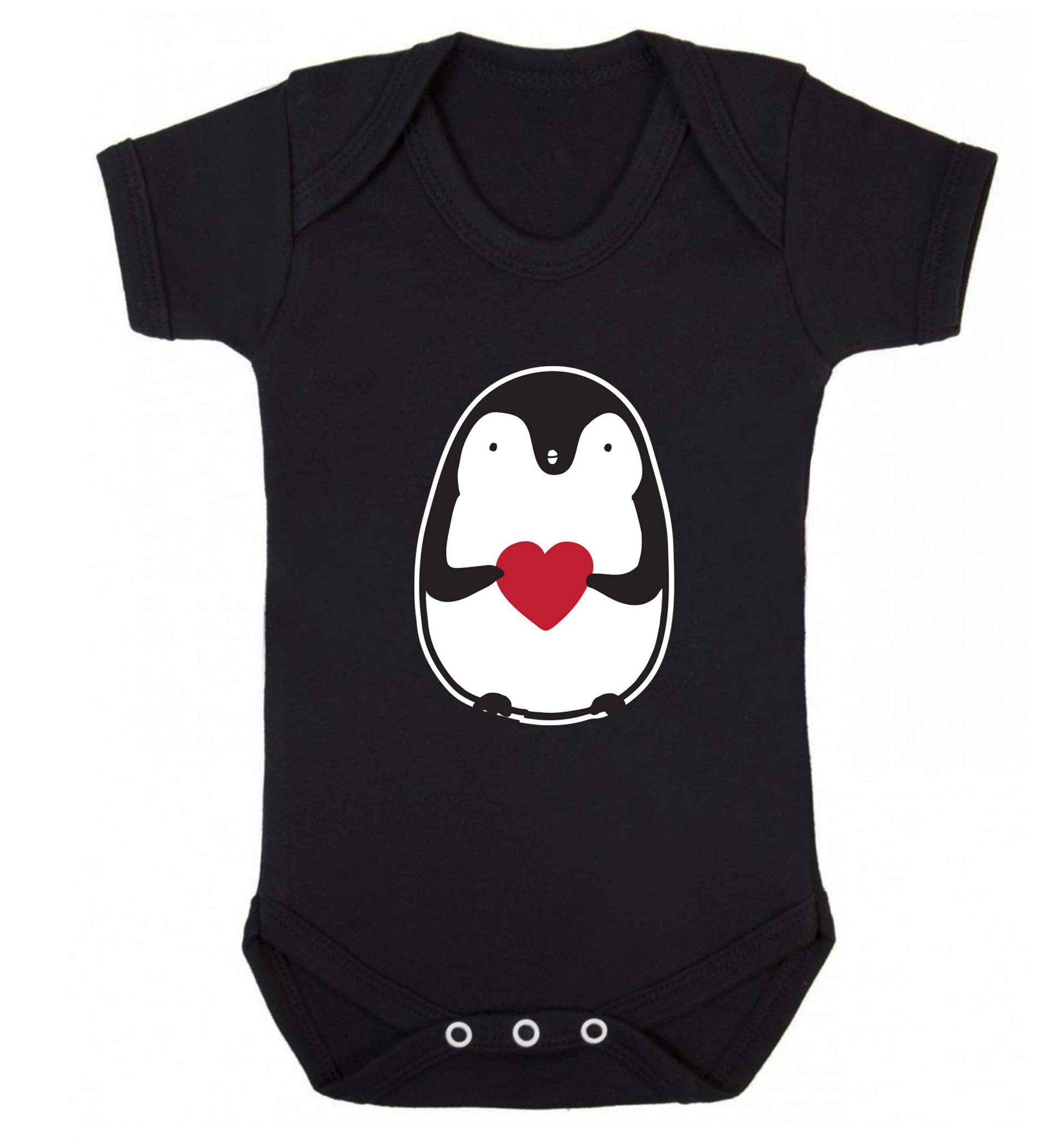 Cute penguin heart baby vest black 18-24 months