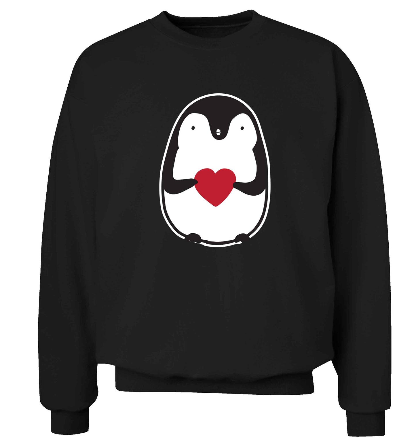Cute penguin heart adult's unisex black sweater 2XL