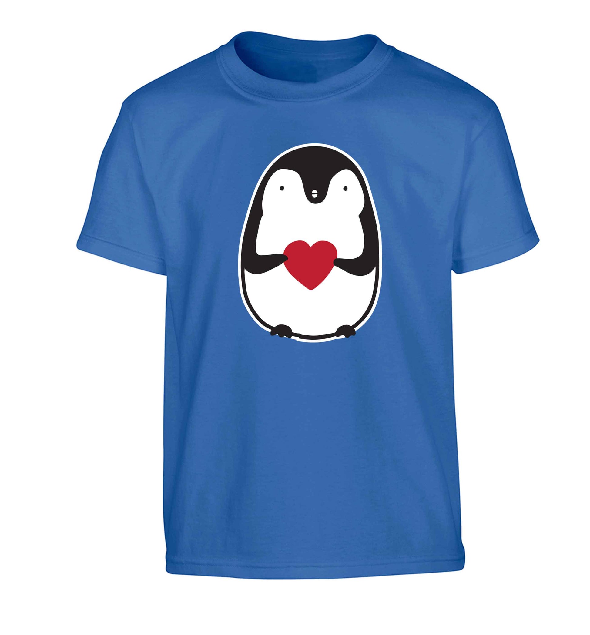 Cute penguin heart Children's blue Tshirt 12-13 Years