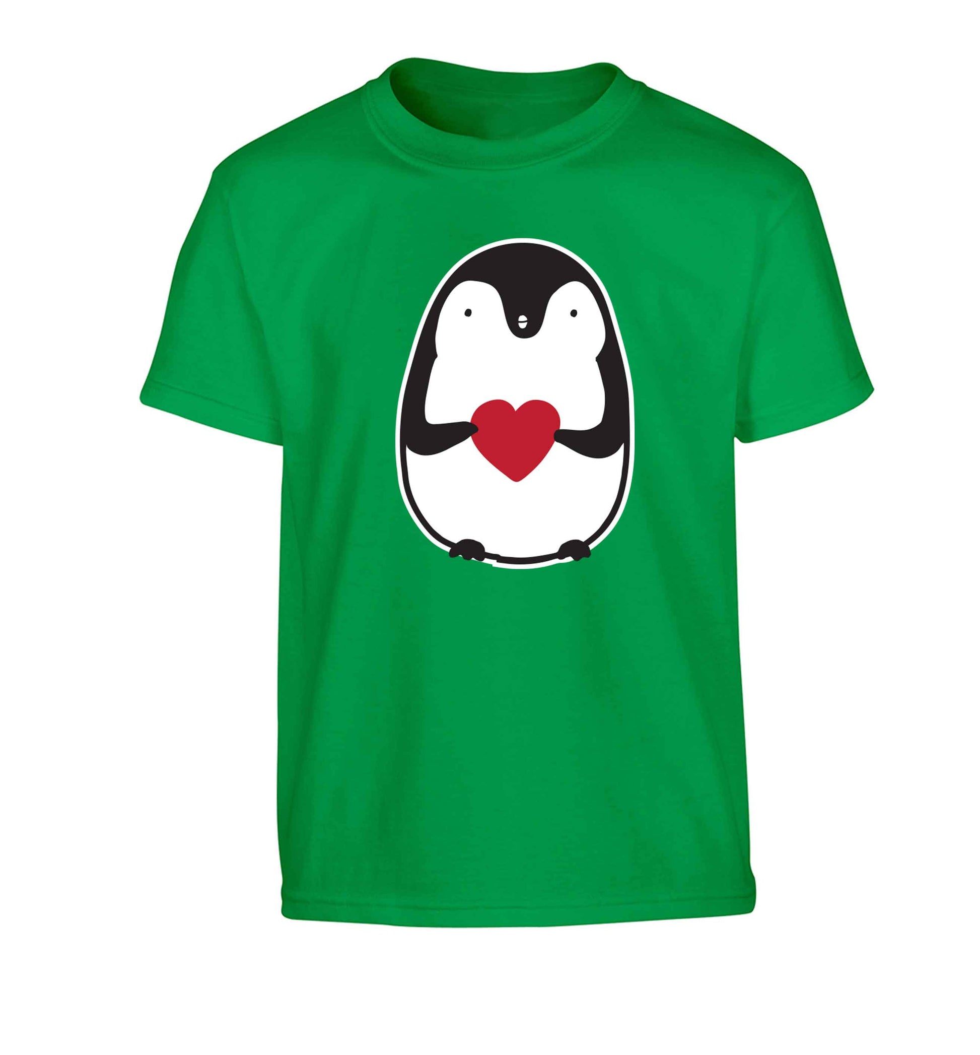 Cute penguin heart Children's green Tshirt 12-13 Years