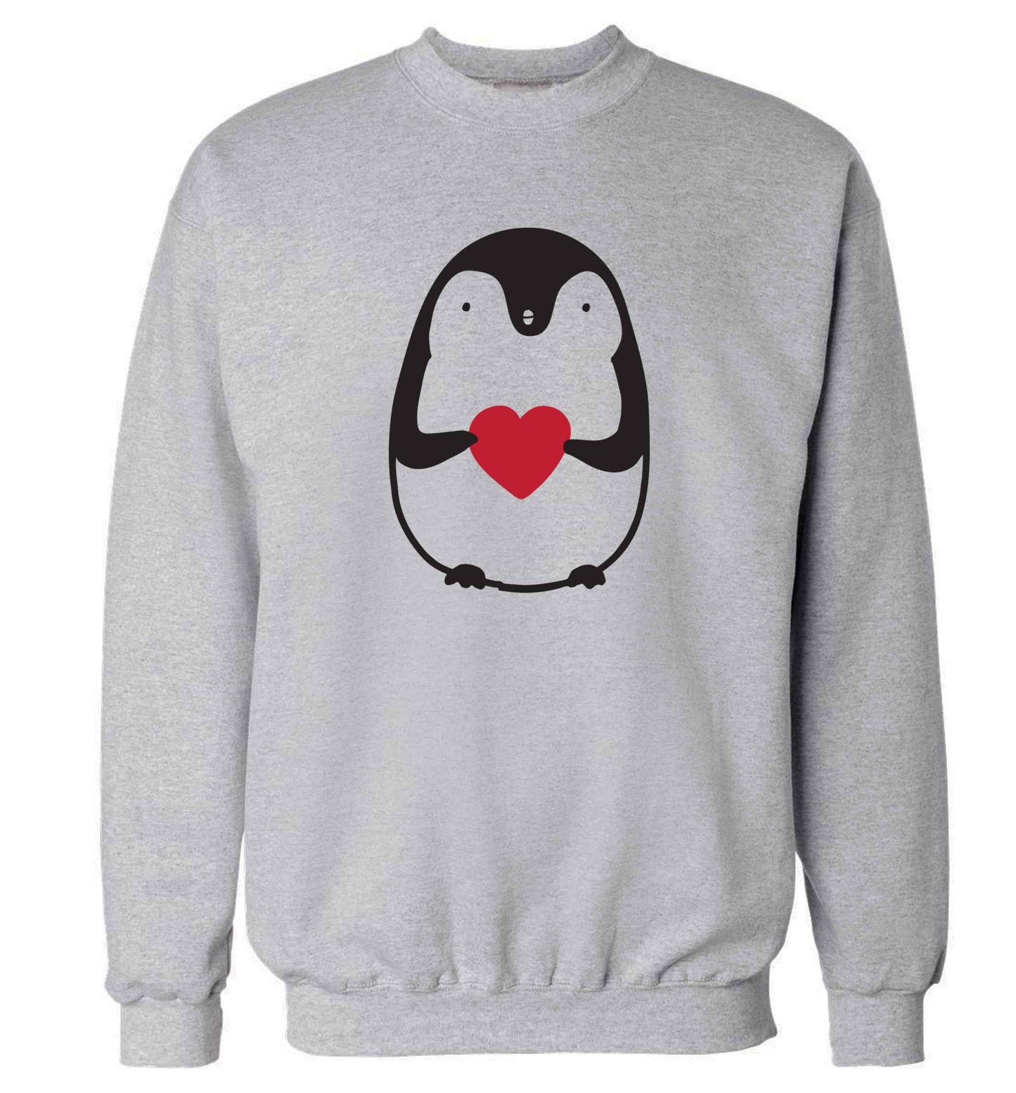 Cute penguin heart adult's unisex grey sweater 2XL