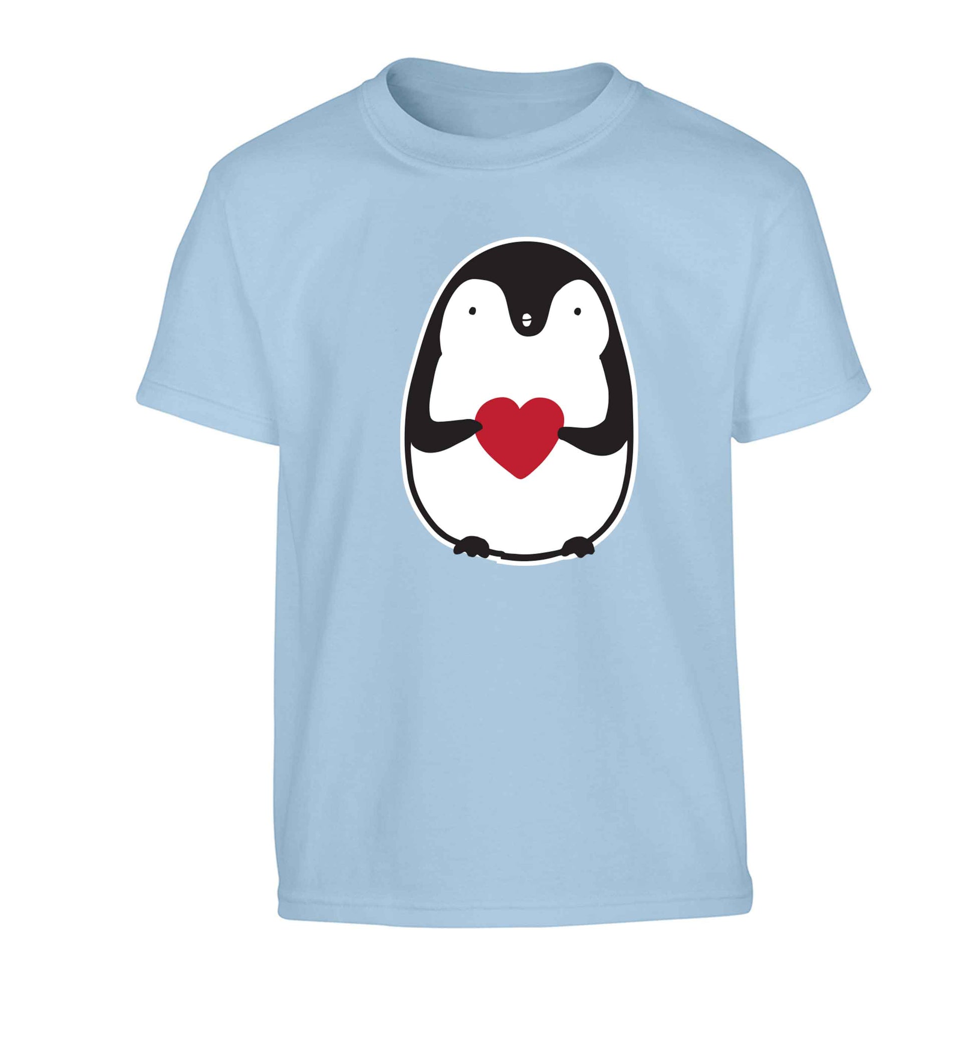 Cute penguin heart Children's light blue Tshirt 12-13 Years