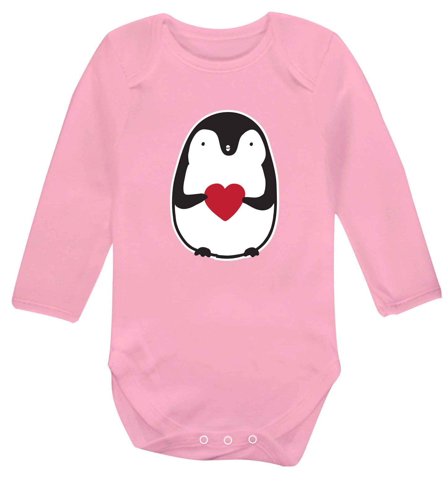 Cute penguin heart baby vest long sleeved pale pink 6-12 months
