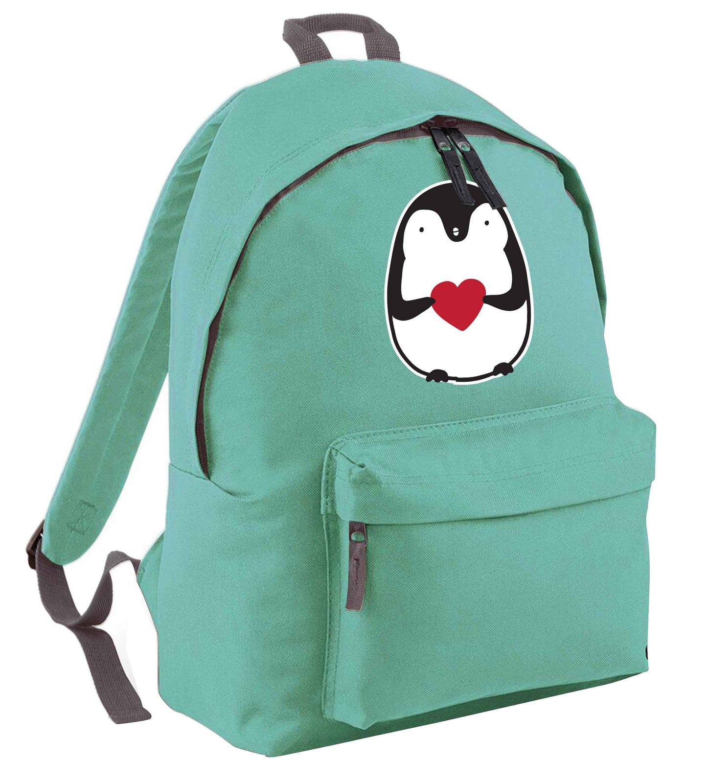 Cute penguin heart mint adults backpack