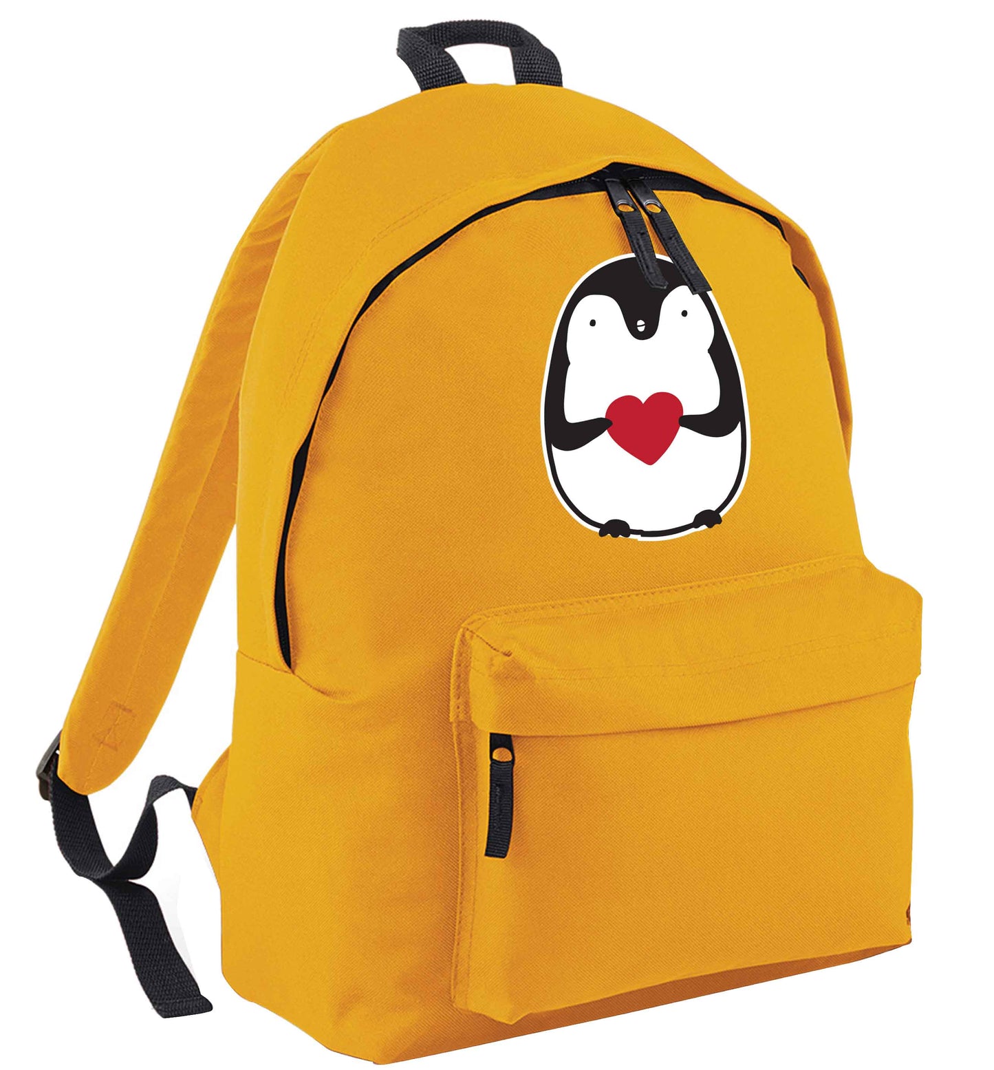 Cute penguin heart mustard adults backpack