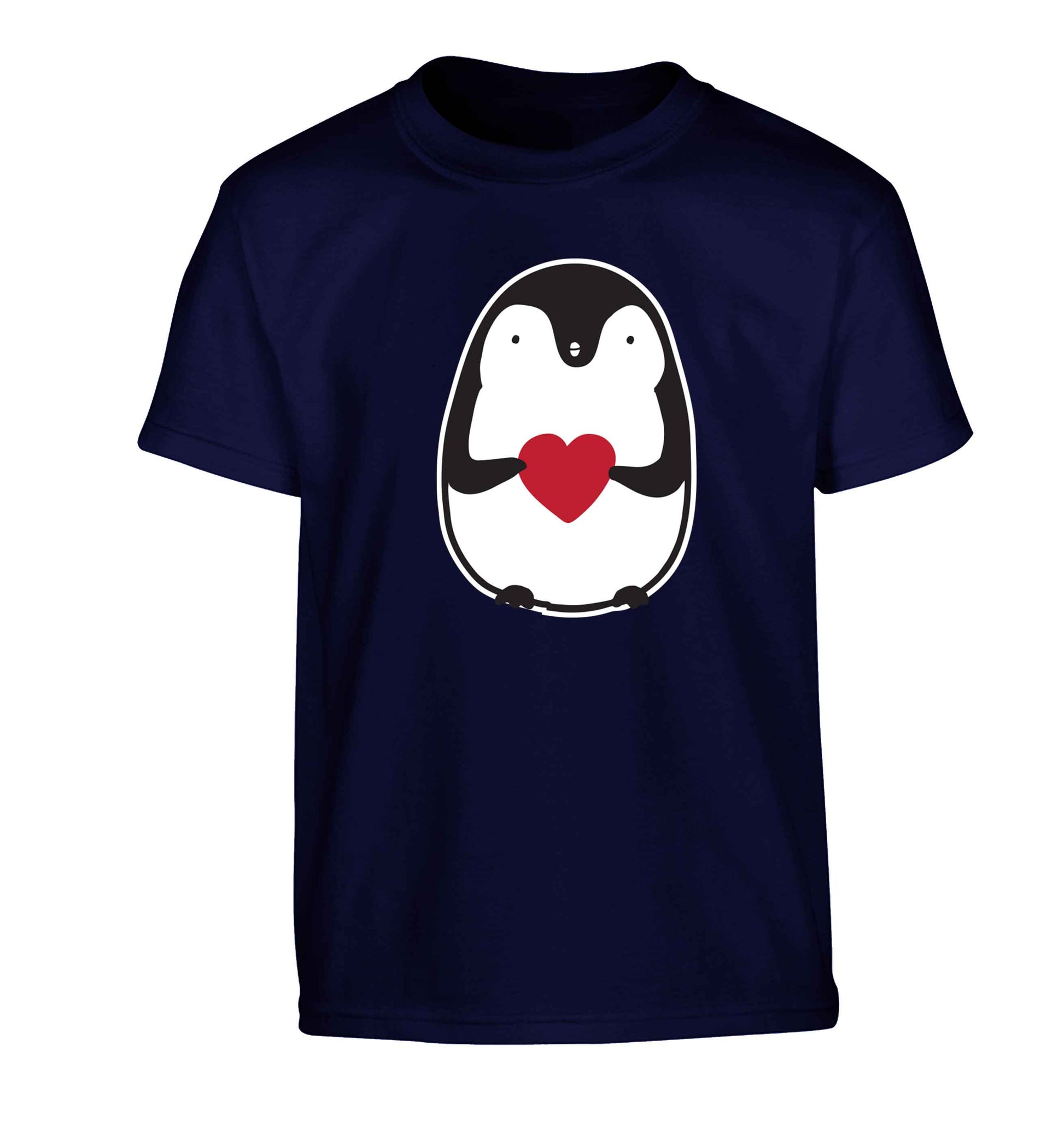 Cute penguin heart Children's navy Tshirt 12-13 Years