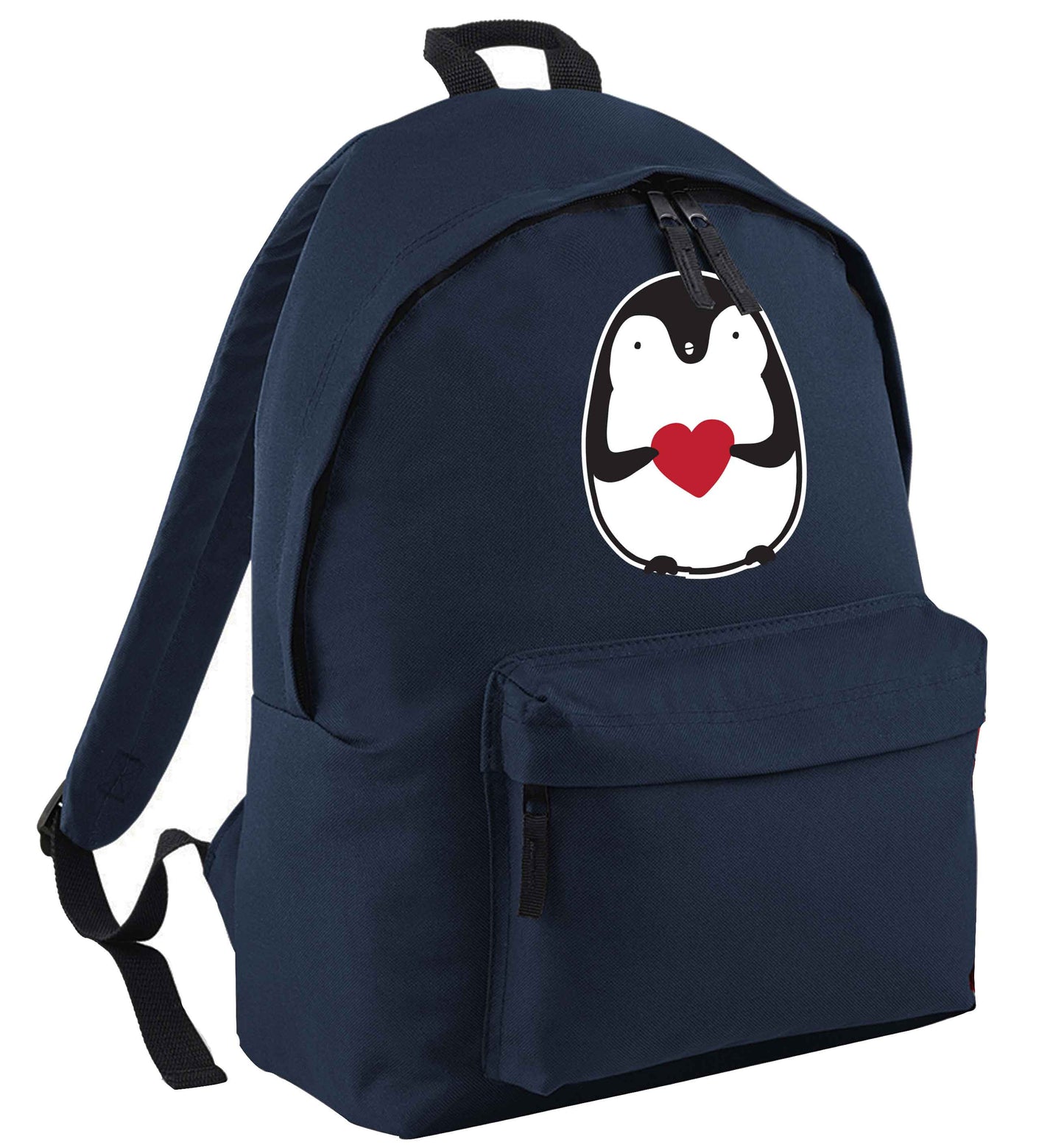 Cute penguin heart navy adults backpack