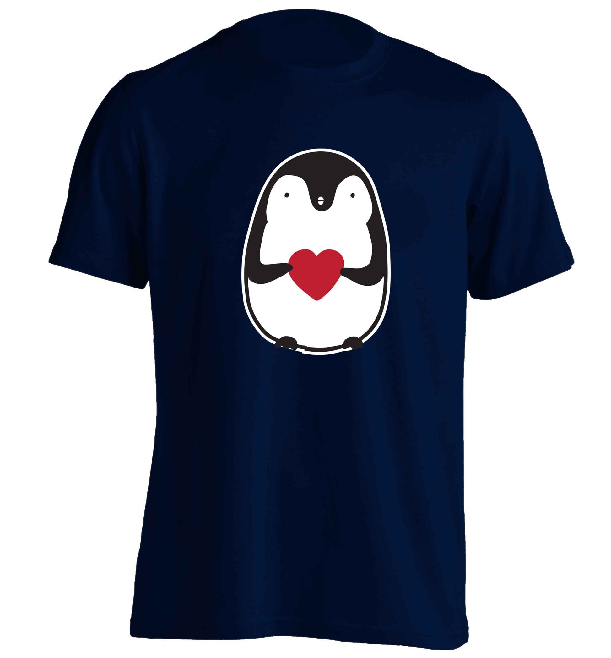 Cute penguin heart adults unisex navy Tshirt 2XL