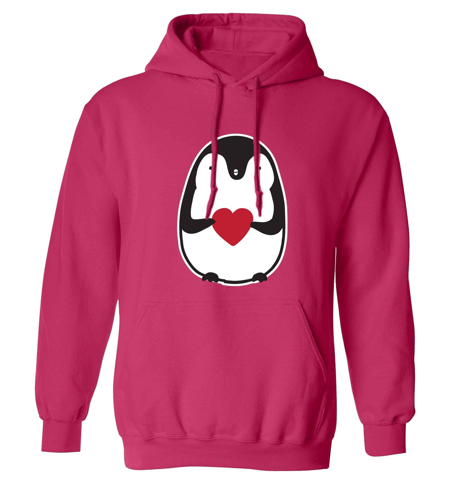 Cute penguin heart adults unisex pink hoodie 2XL