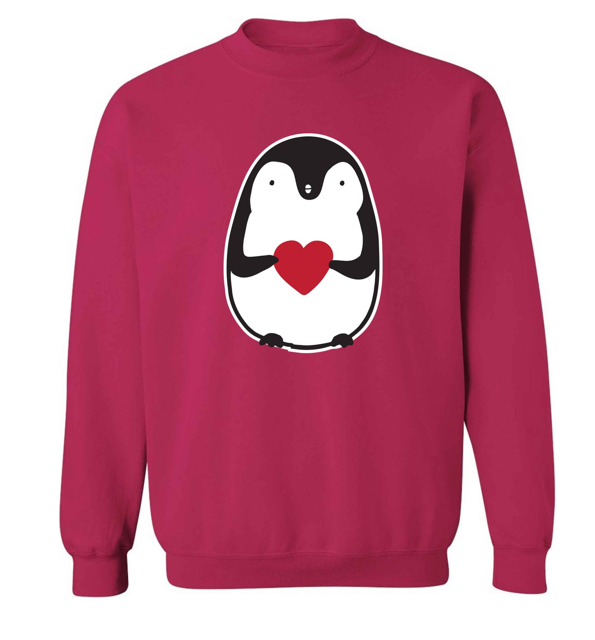 Cute penguin heart adult's unisex pink sweater 2XL