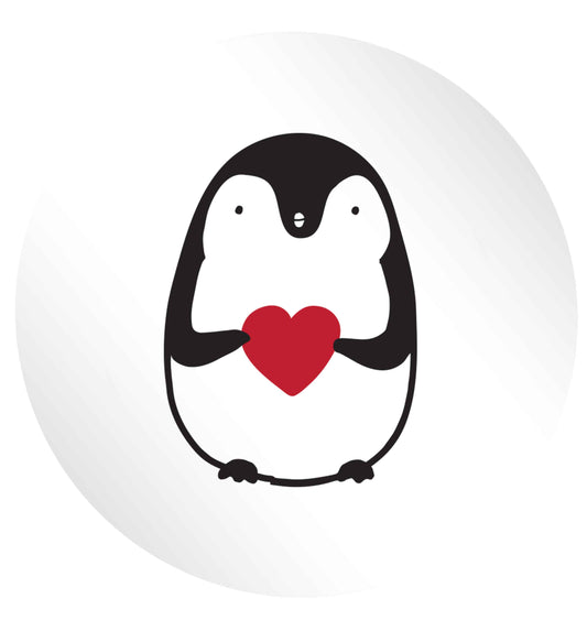 Cute penguin heart 24 @ 45mm matt circle stickers