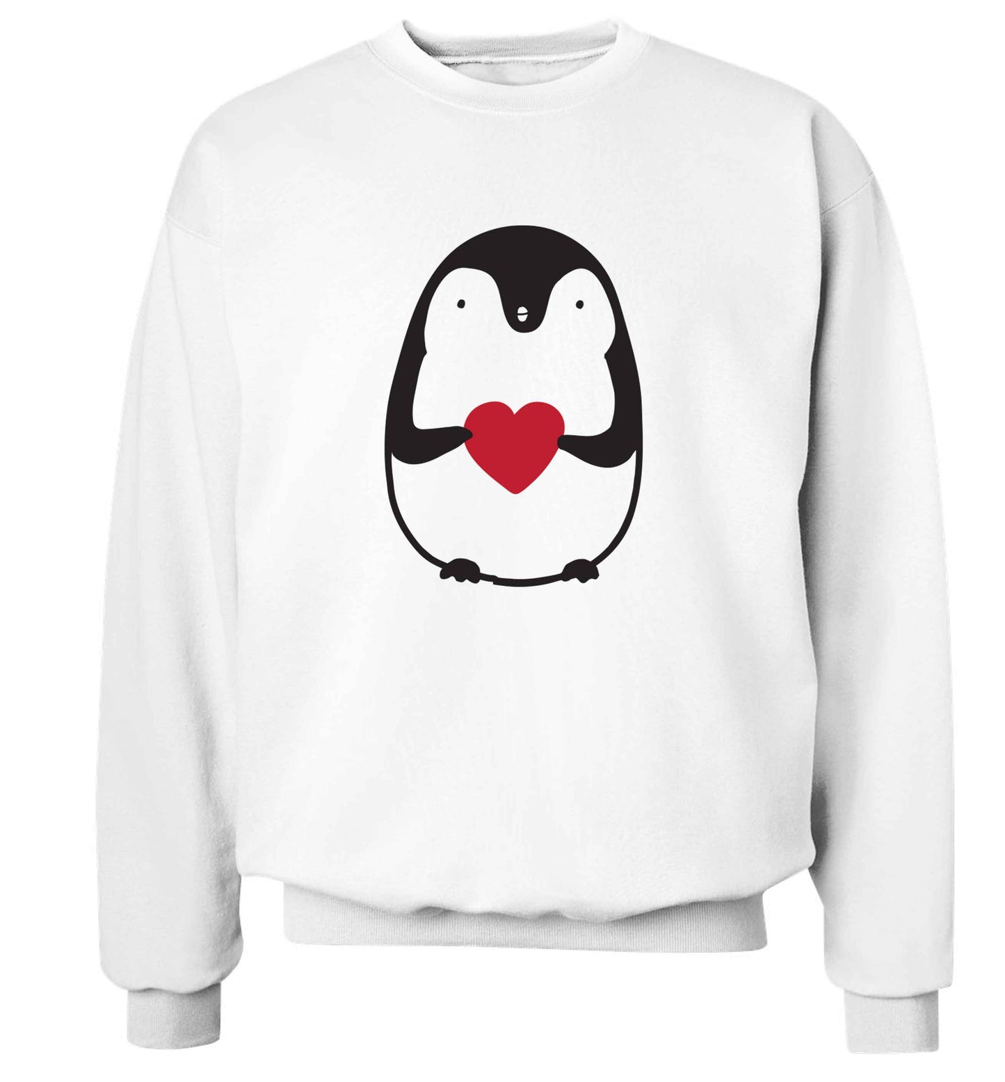 Cute penguin heart adult's unisex white sweater 2XL