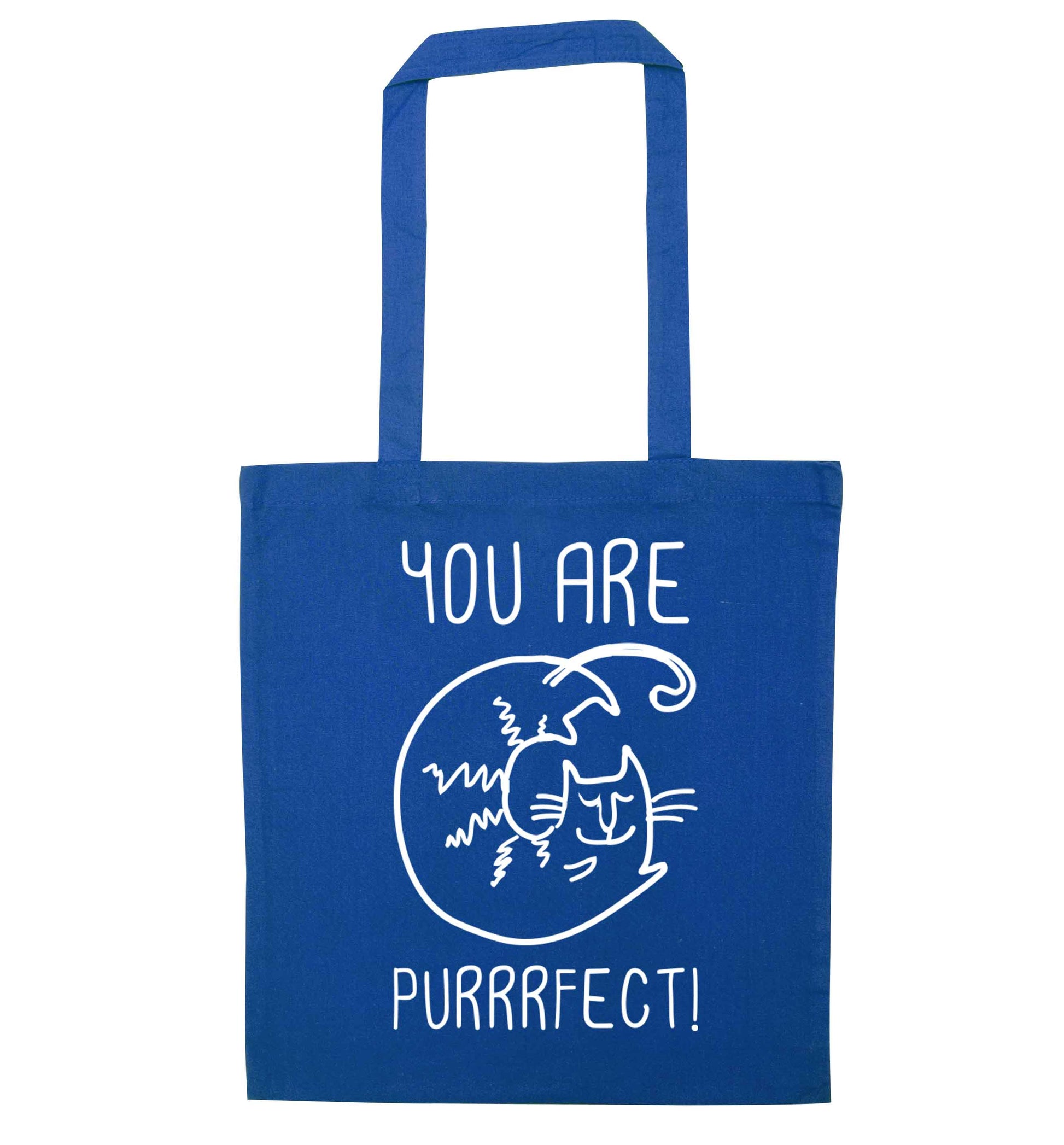 You are purrfect blue tote bag