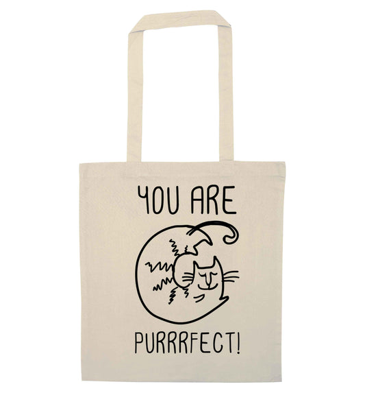 You are purrfect natural tote bag