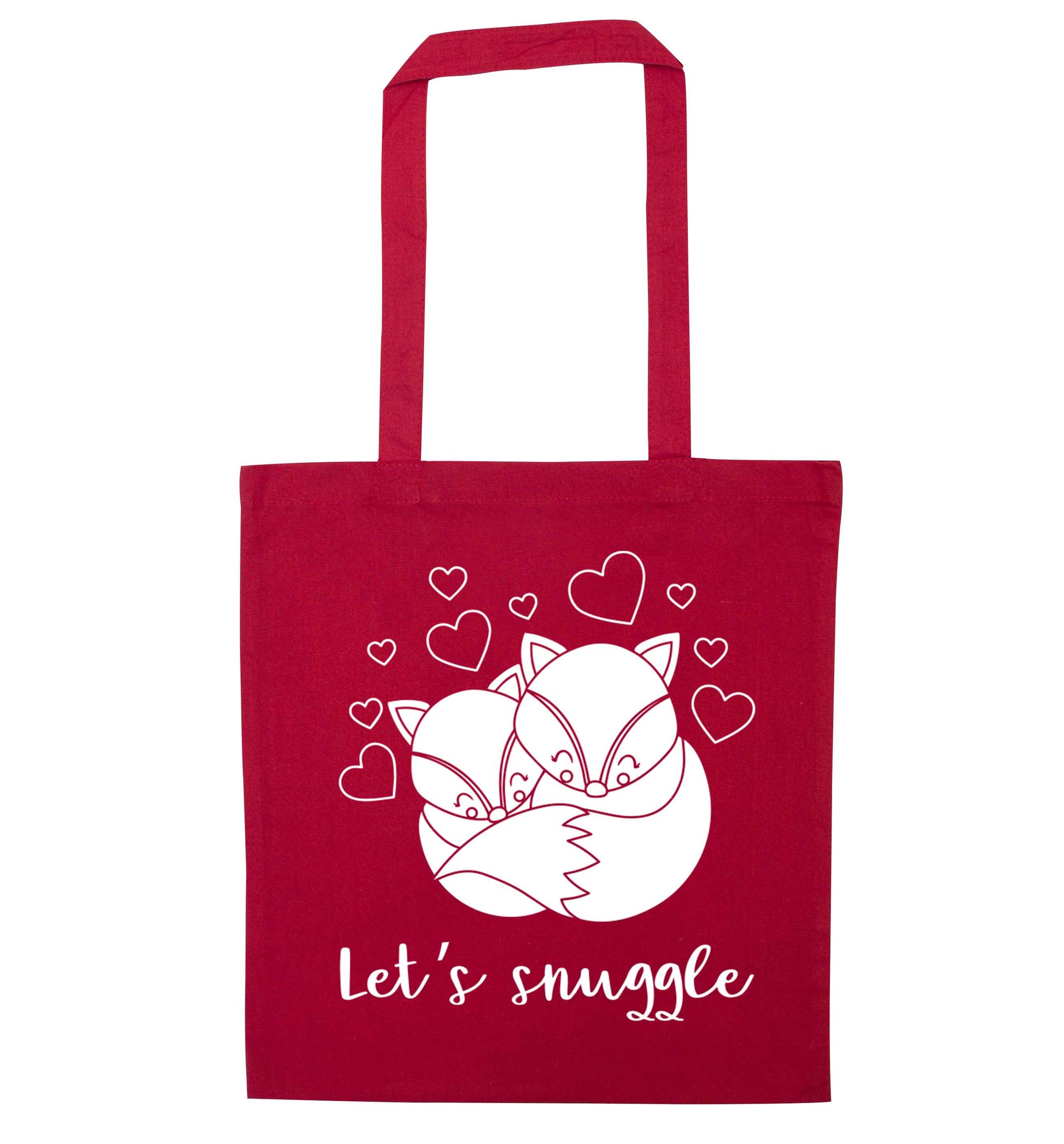 Let's snuggle red tote bag