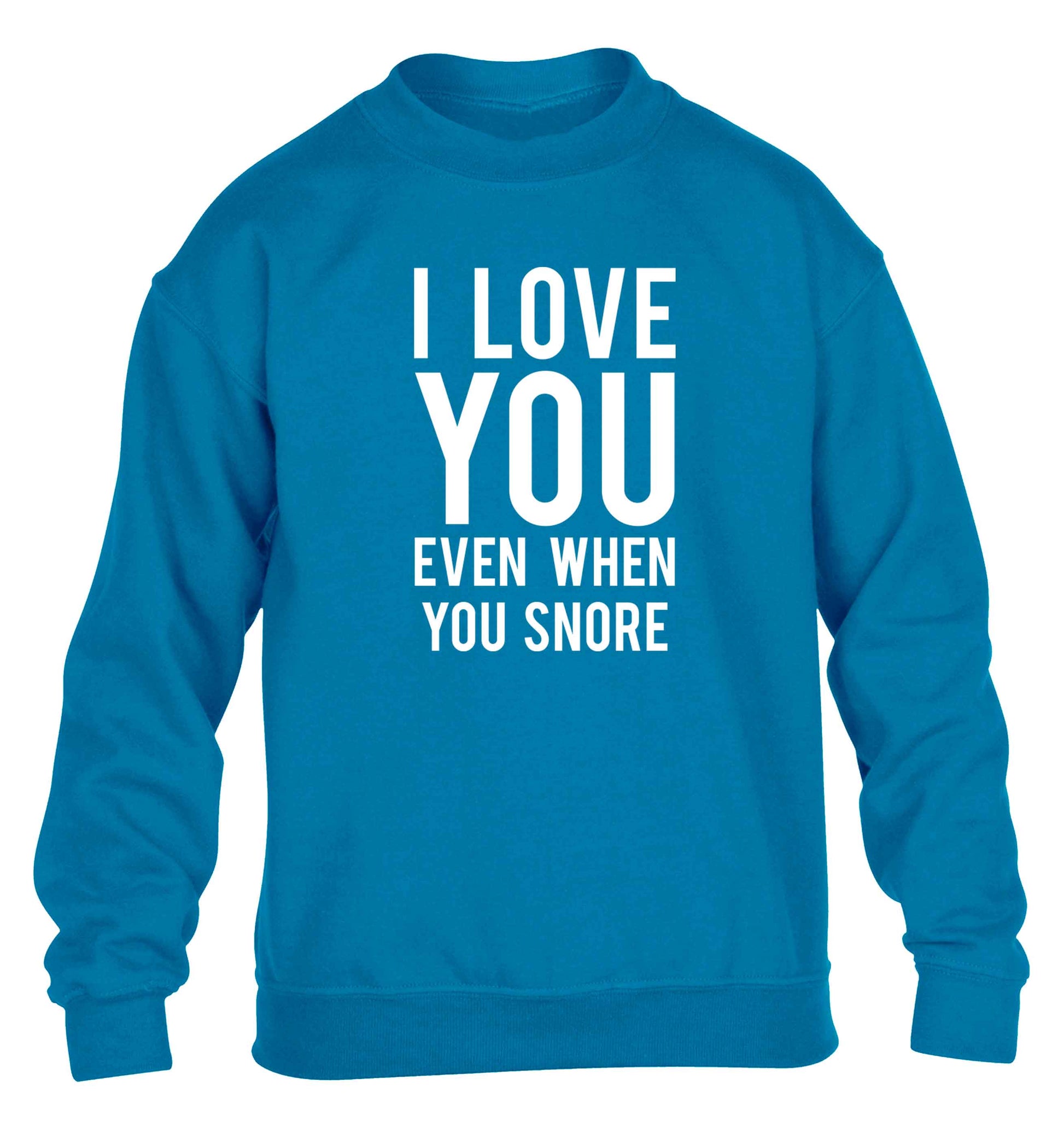 I love you even when you snore children's blue sweater 12-13 Years