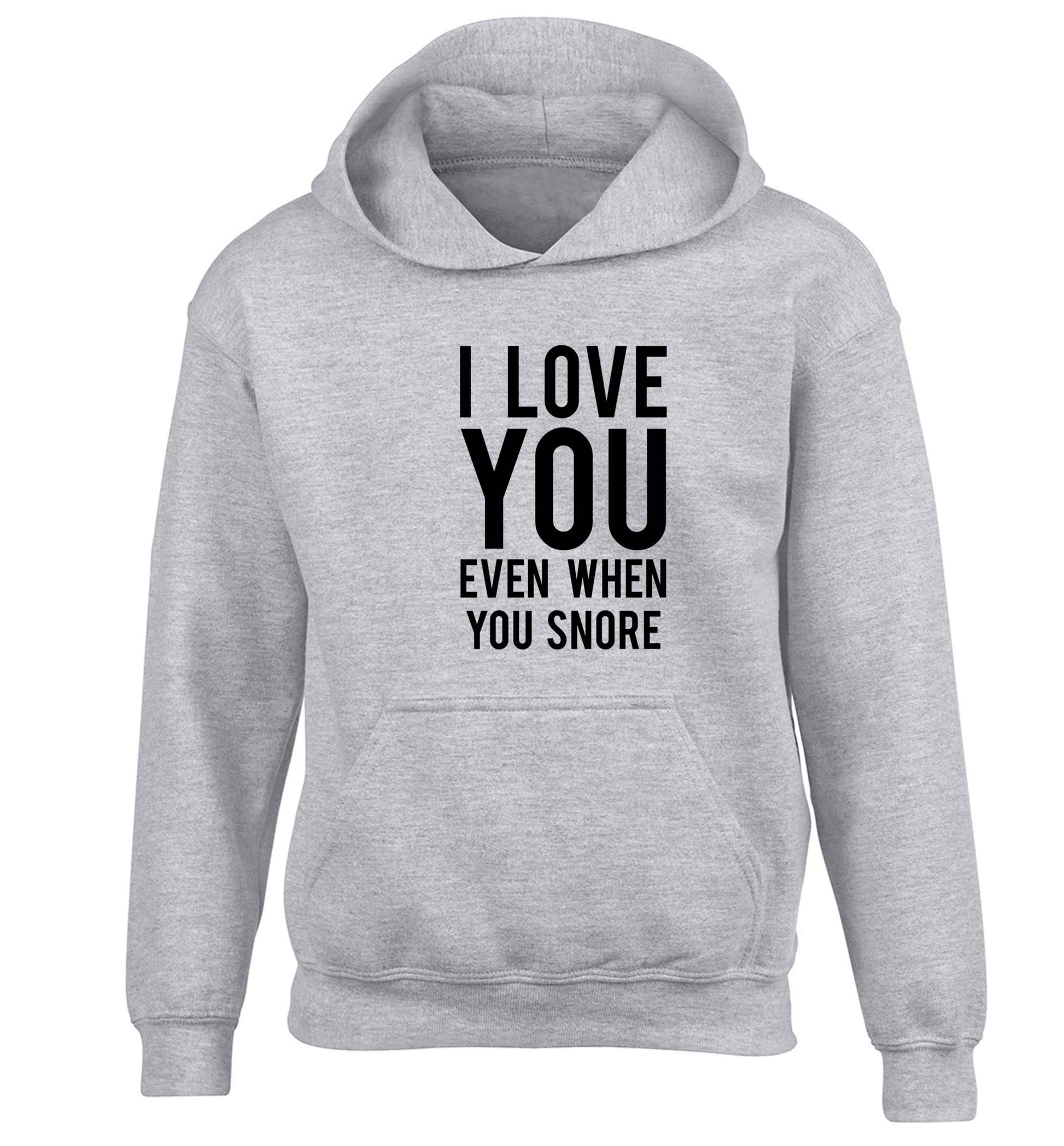I love you even when you snore children's grey hoodie 12-13 Years