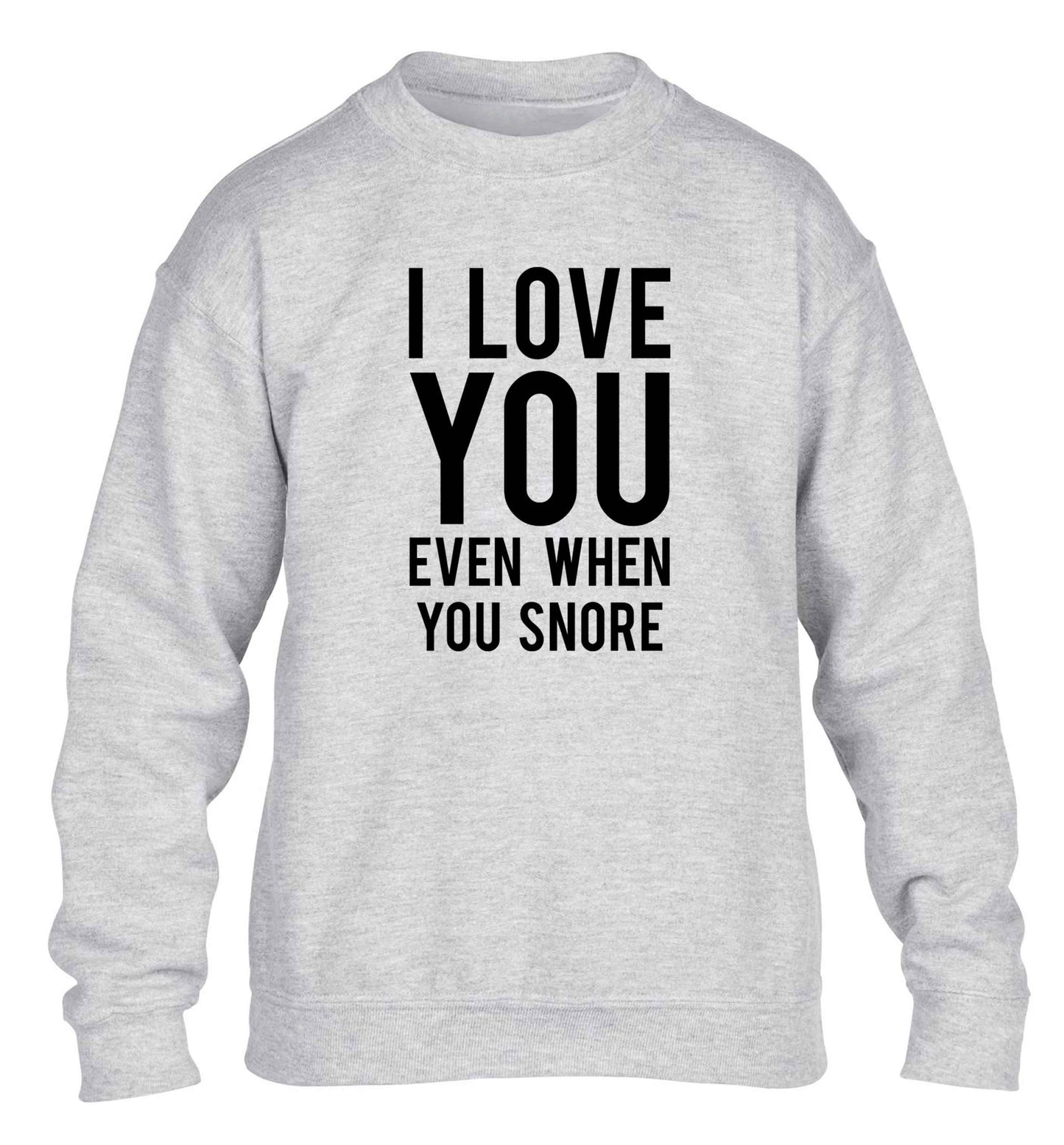 I love you even when you snore children's grey sweater 12-13 Years