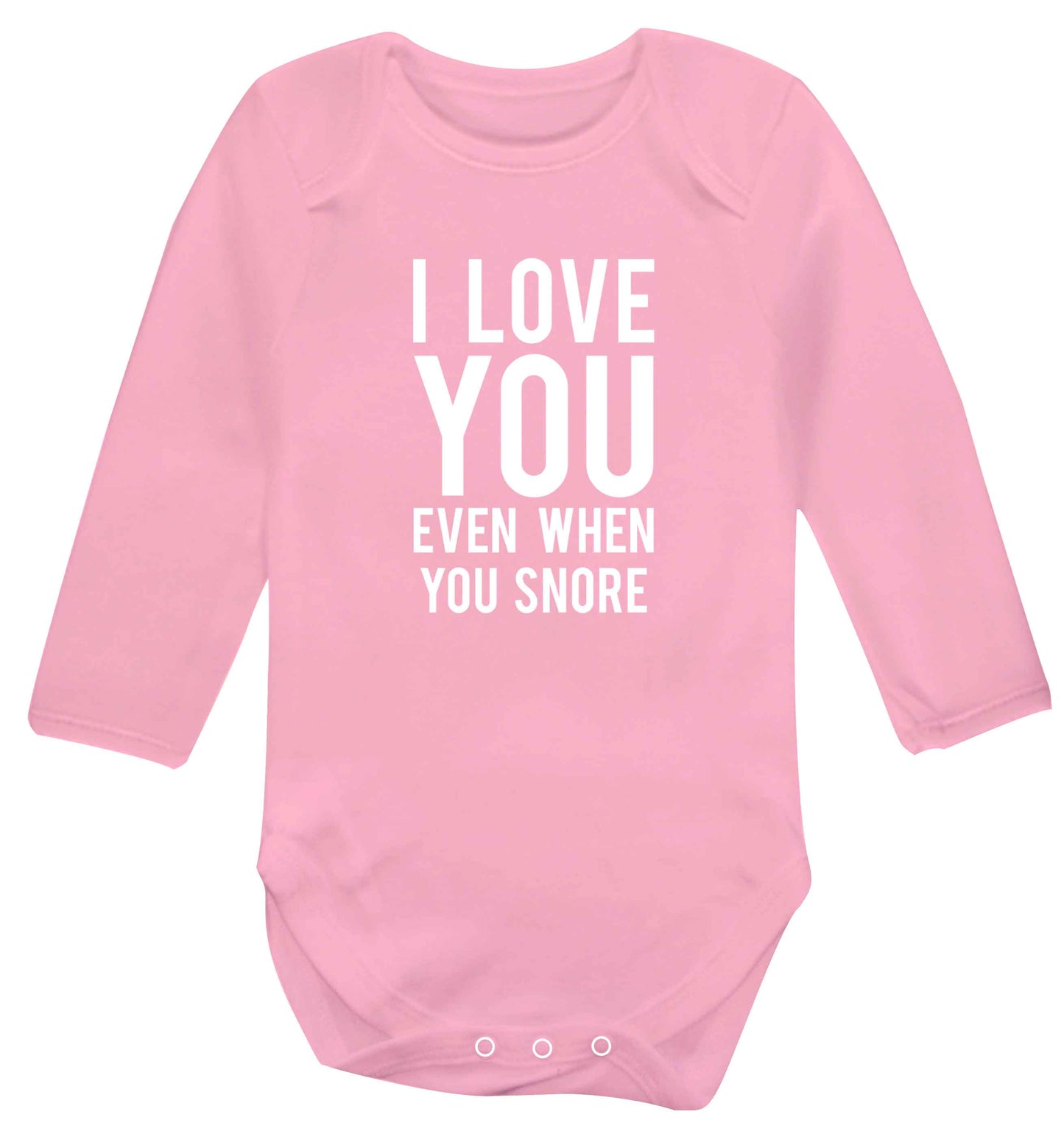 I love you even when you snore baby vest long sleeved pale pink 6-12 months
