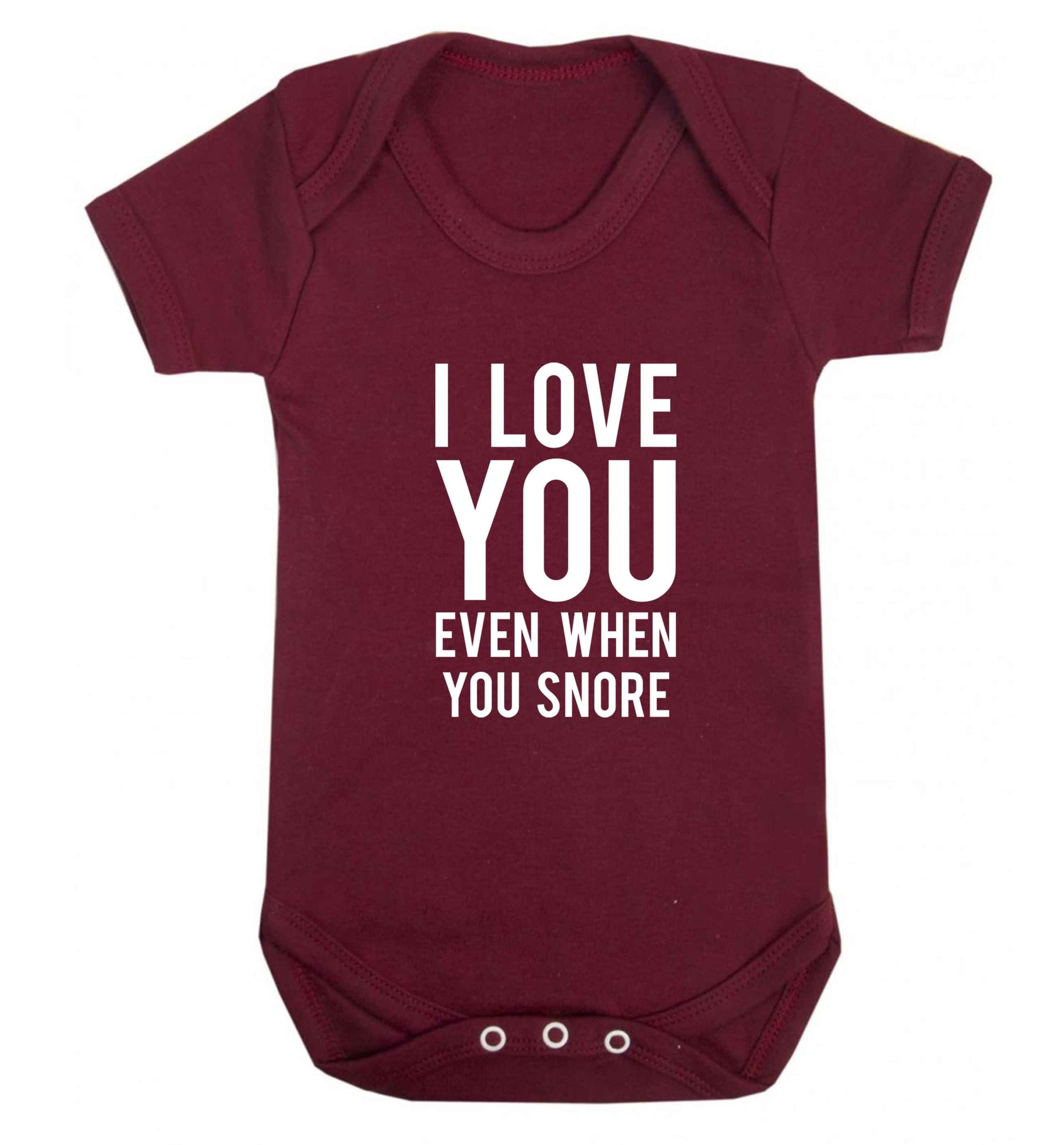 I love you even when you snore baby vest maroon 18-24 months