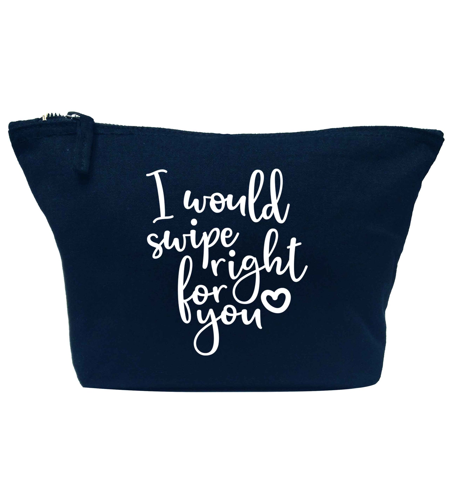 I would swipe right for you navy makeup bag