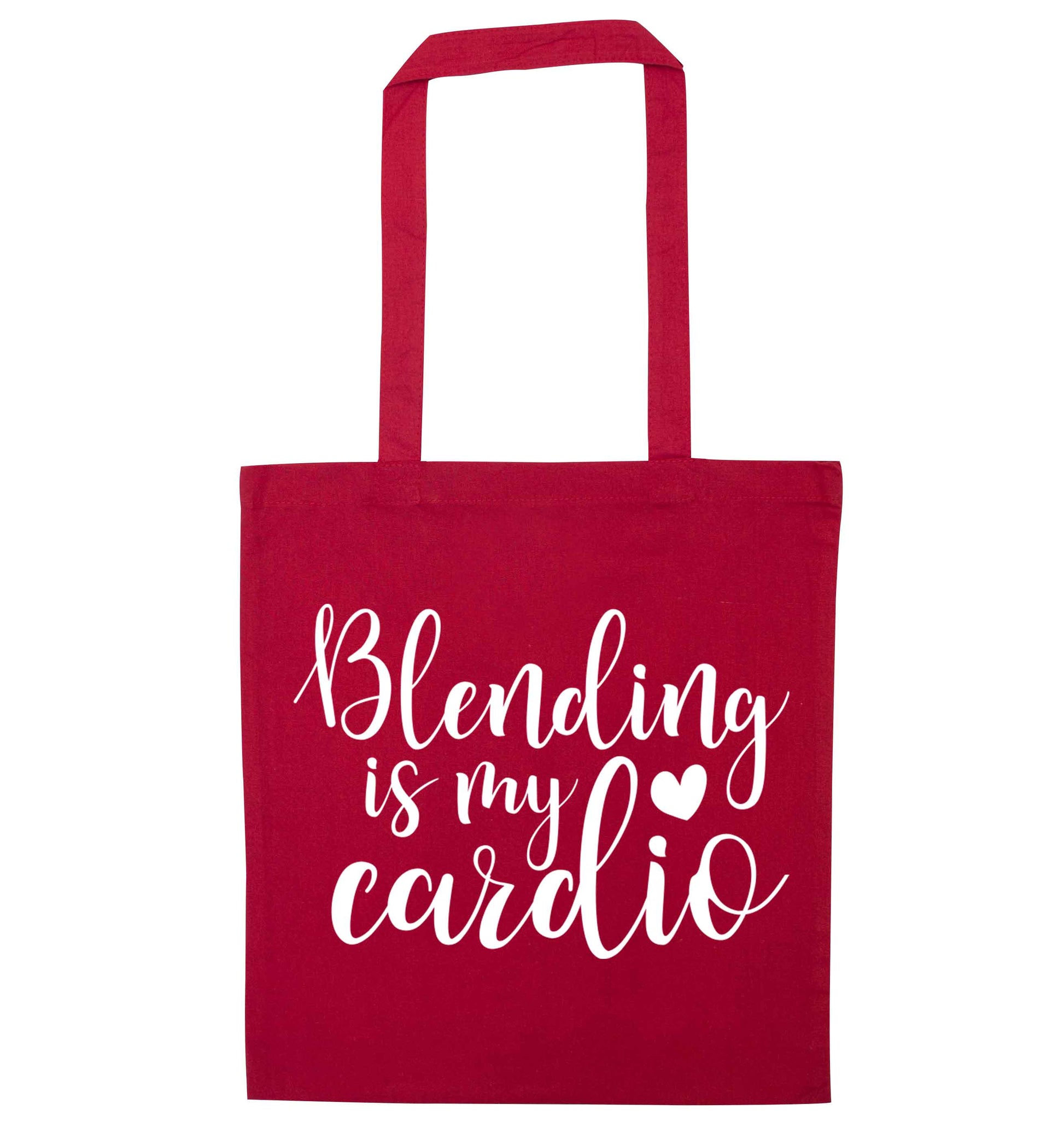 Blending is my cardio red tote bag