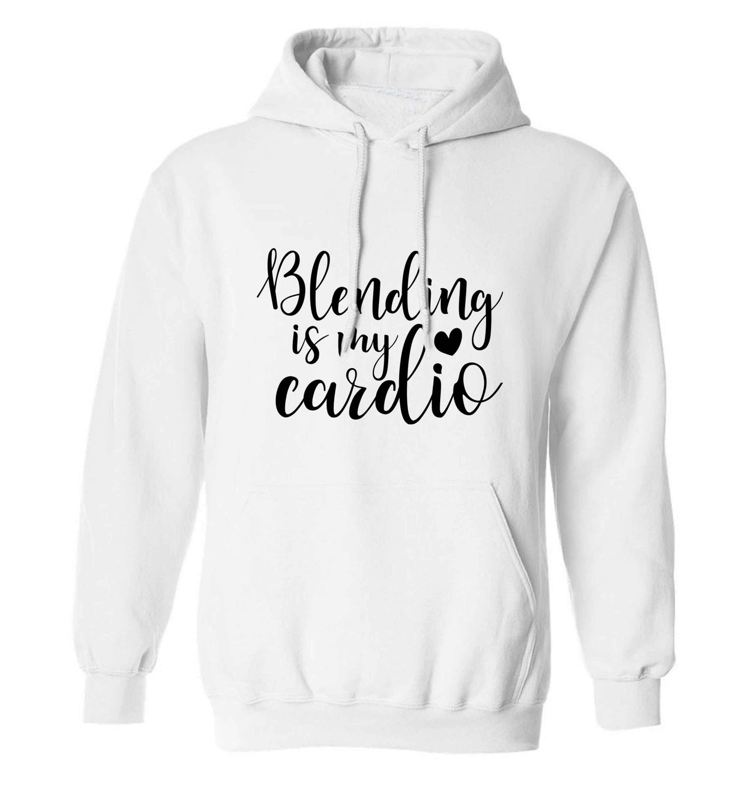 Blending is my cardio adults unisex white hoodie 2XL