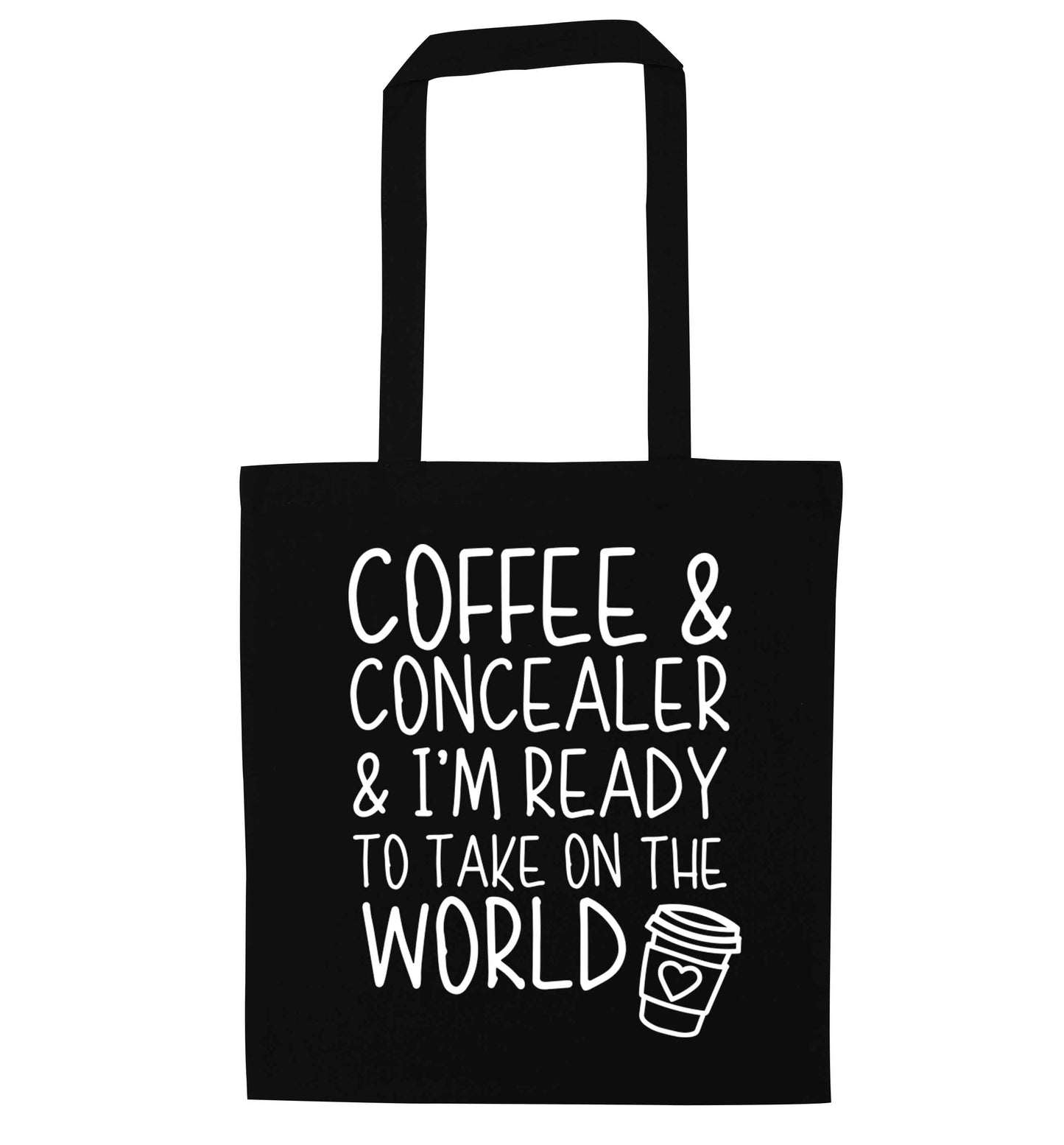 Coffee and concealer and I'm ready to take on the world black tote bag