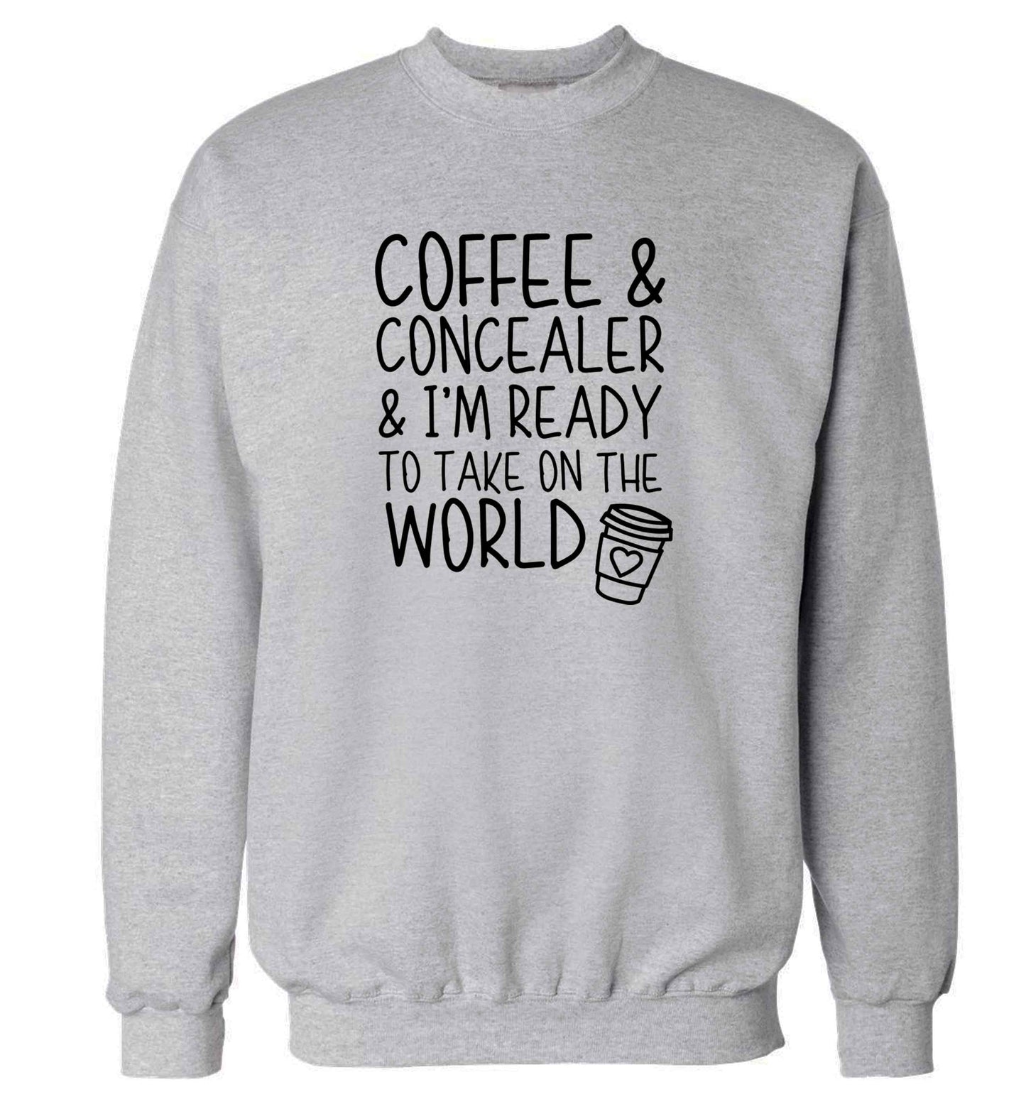 Coffee and concealer and I'm ready to take on the world adult's unisex grey sweater 2XL