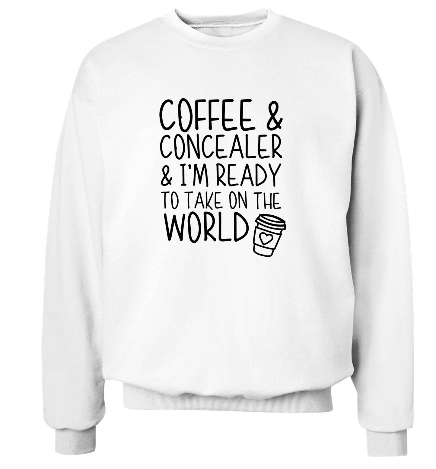 Coffee and concealer and I'm ready to take on the world adult's unisex white sweater 2XL