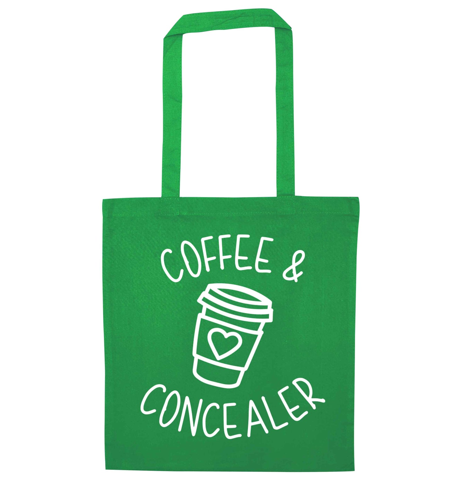 Coffee and concealer green tote bag