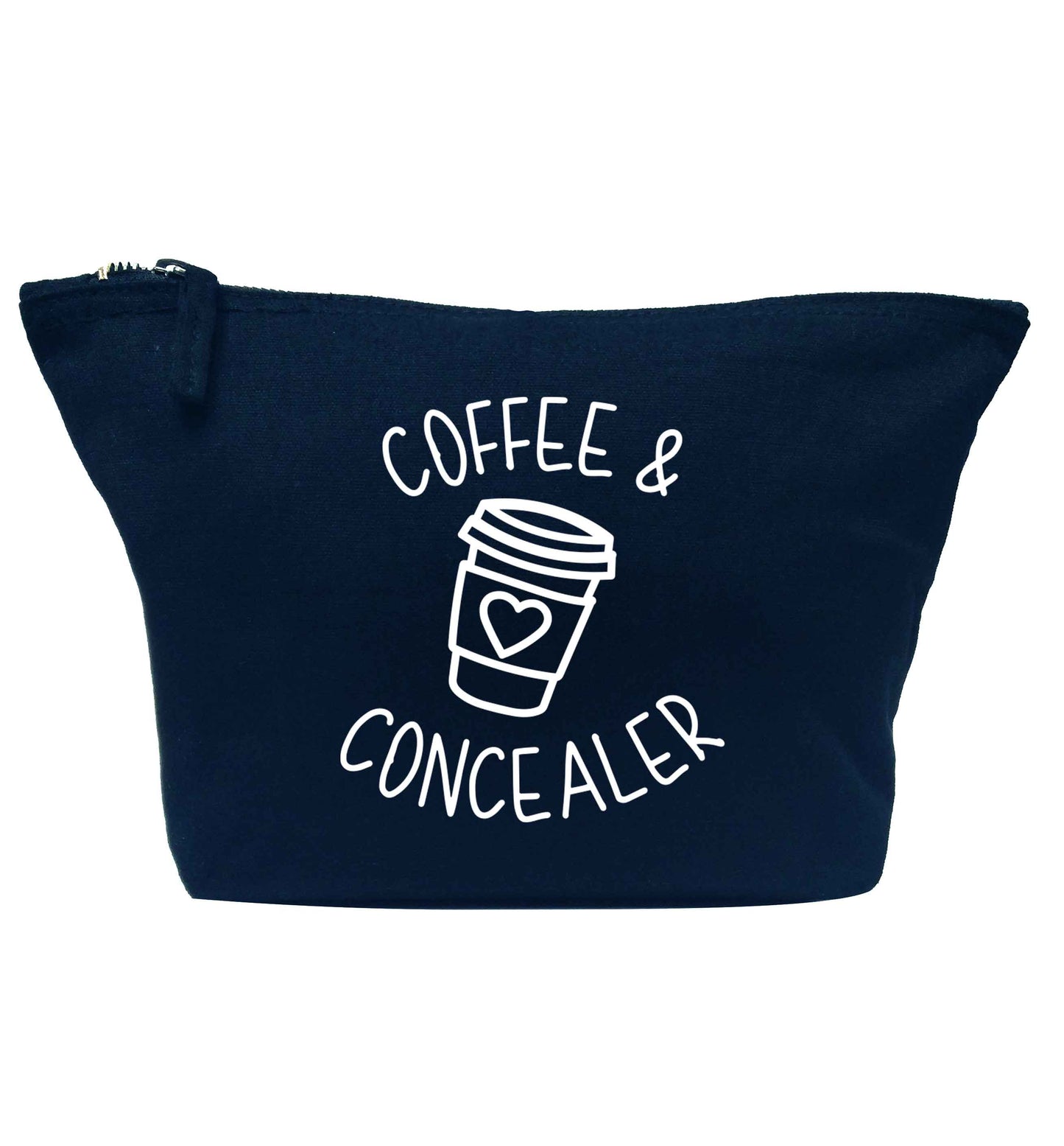 Coffee and concealer navy makeup bag