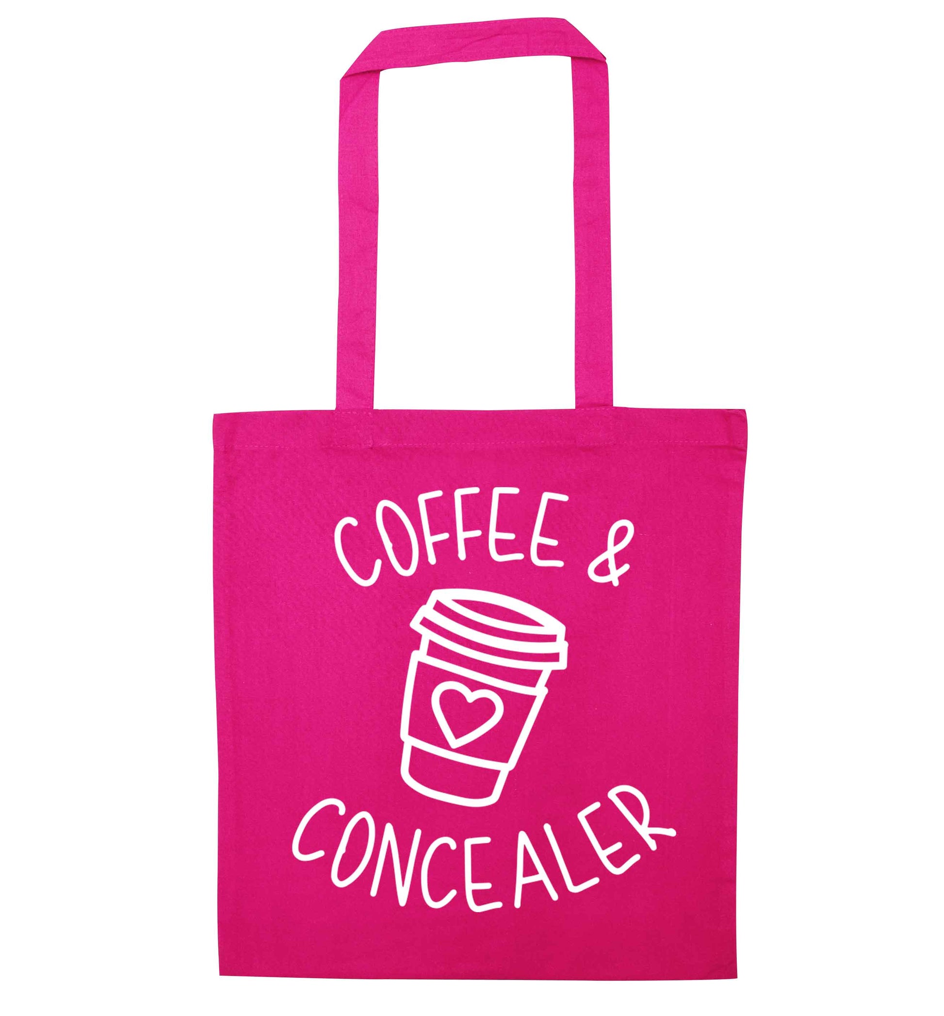 Coffee and concealer pink tote bag