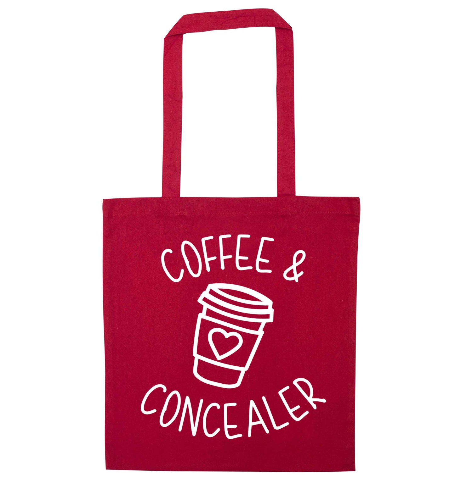 Coffee and concealer red tote bag